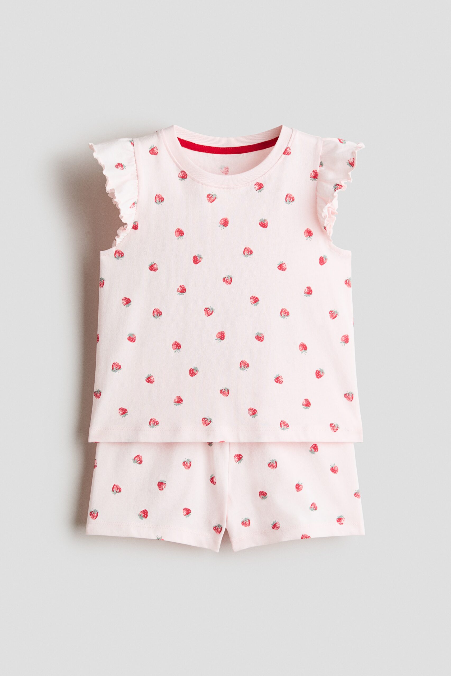 H & M - Katoenen pyjama met dessin - Lichtroze/Aardbeien