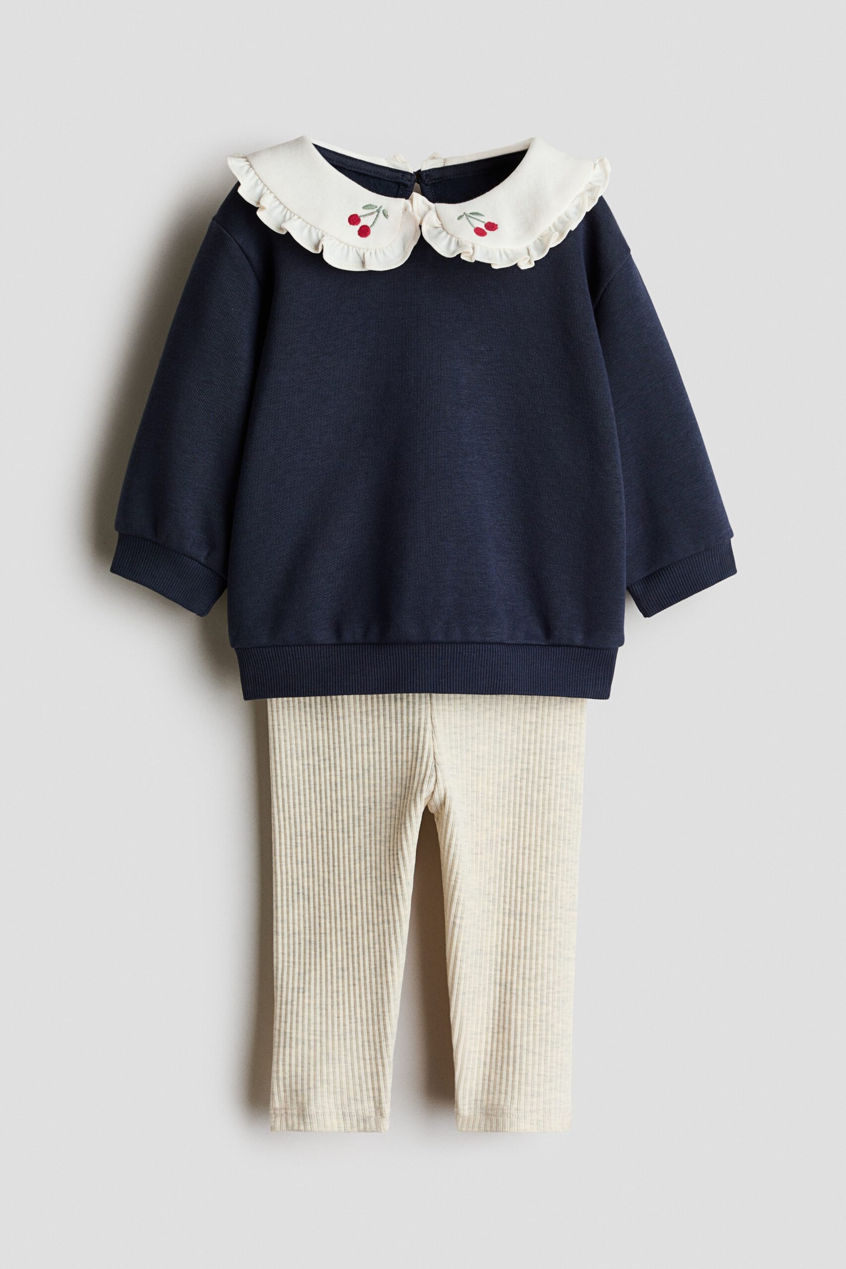 H & M - Tweedelige set - Top en legging - Marineblauw/Kersen