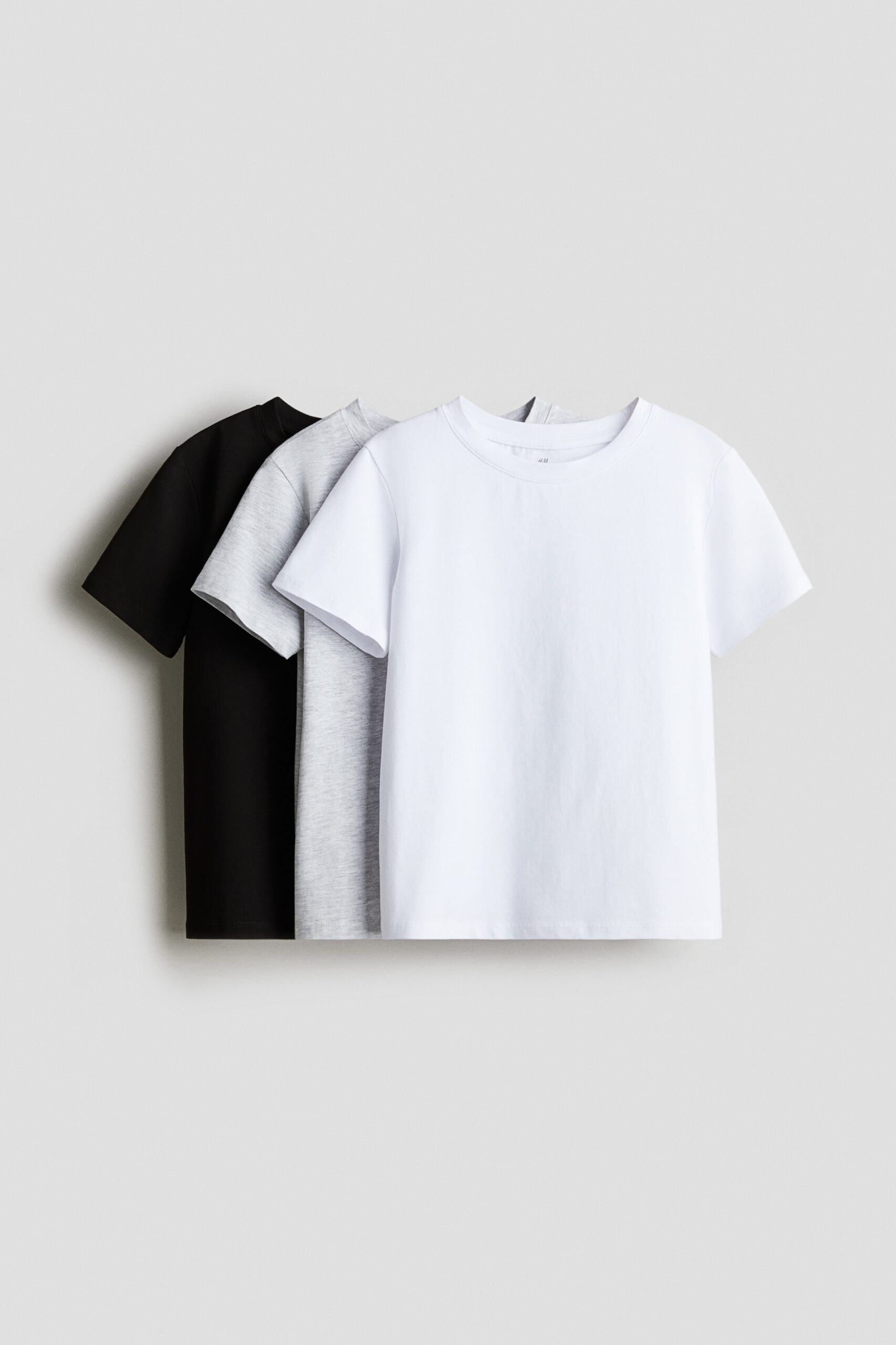 H & M - Set van 3 katoenen tops - Lichtgrijs/Zwart