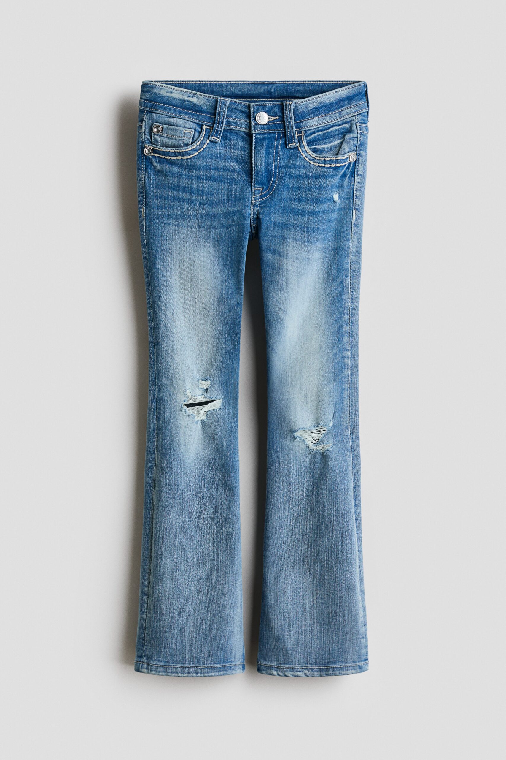 H & M - Skinny Fit Bootcut Low Jeans - Denimblauw