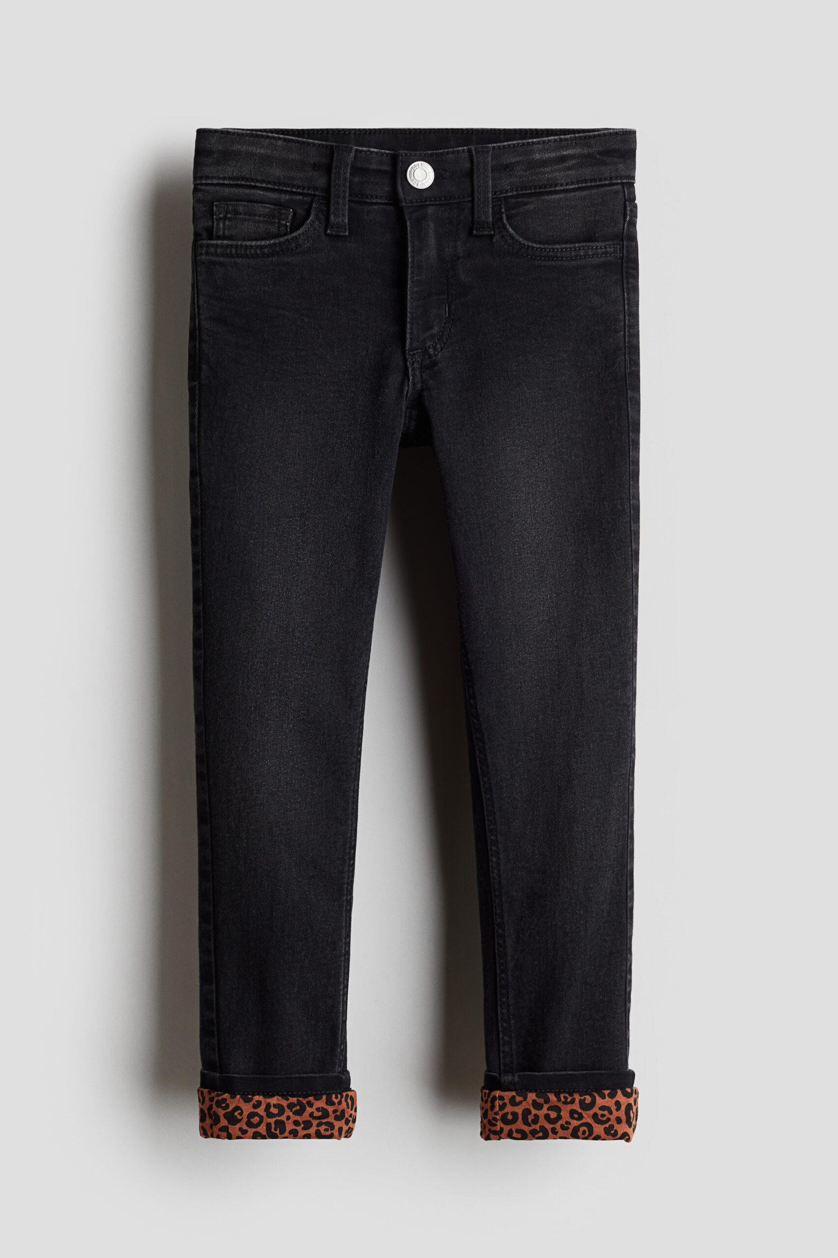 H & M - Skinny Fit Lined Jeans - Washed Out Zwart