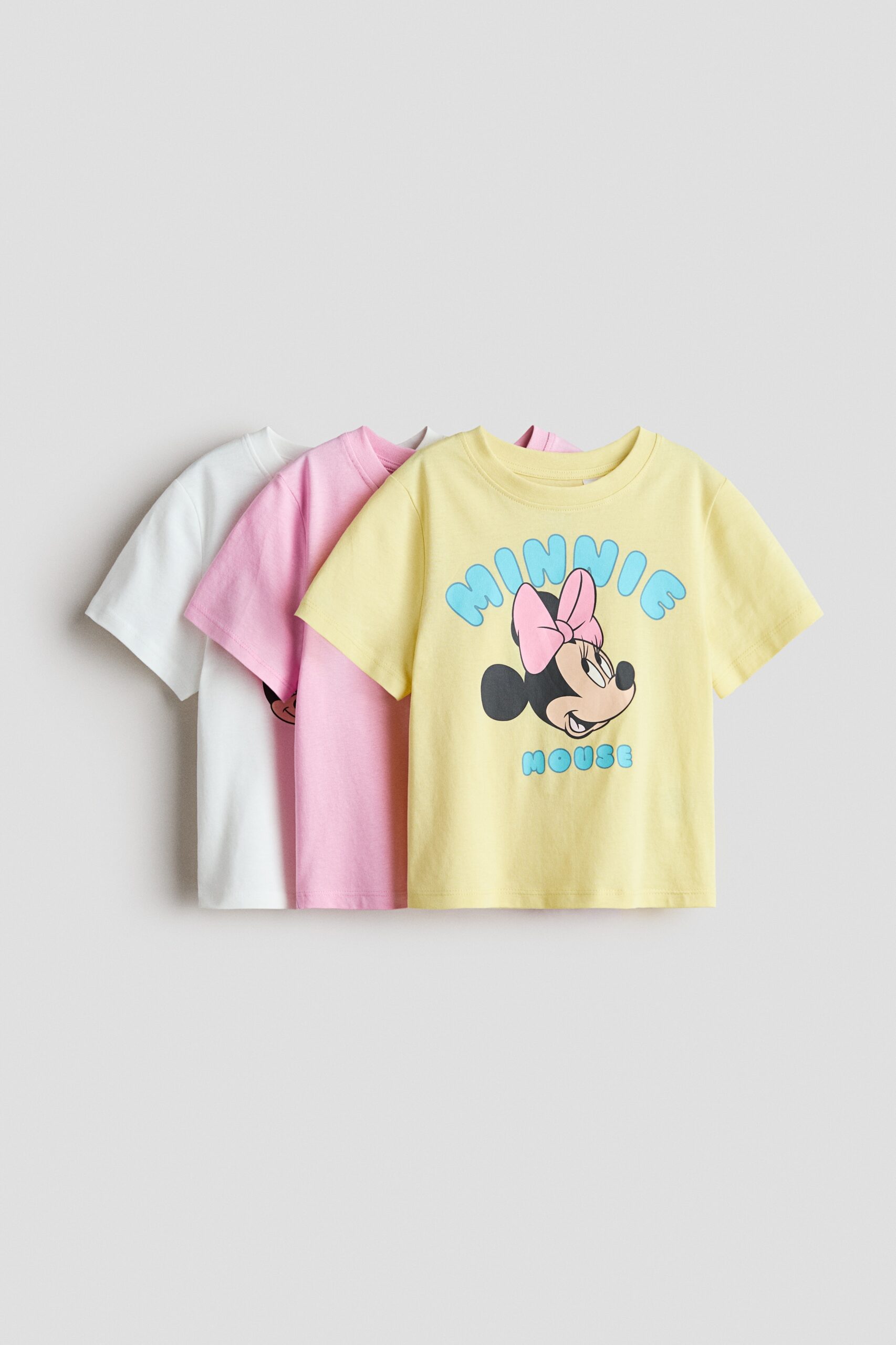 H & M - Set van 3 T-shirts met print - Geel/Minnie Mouse