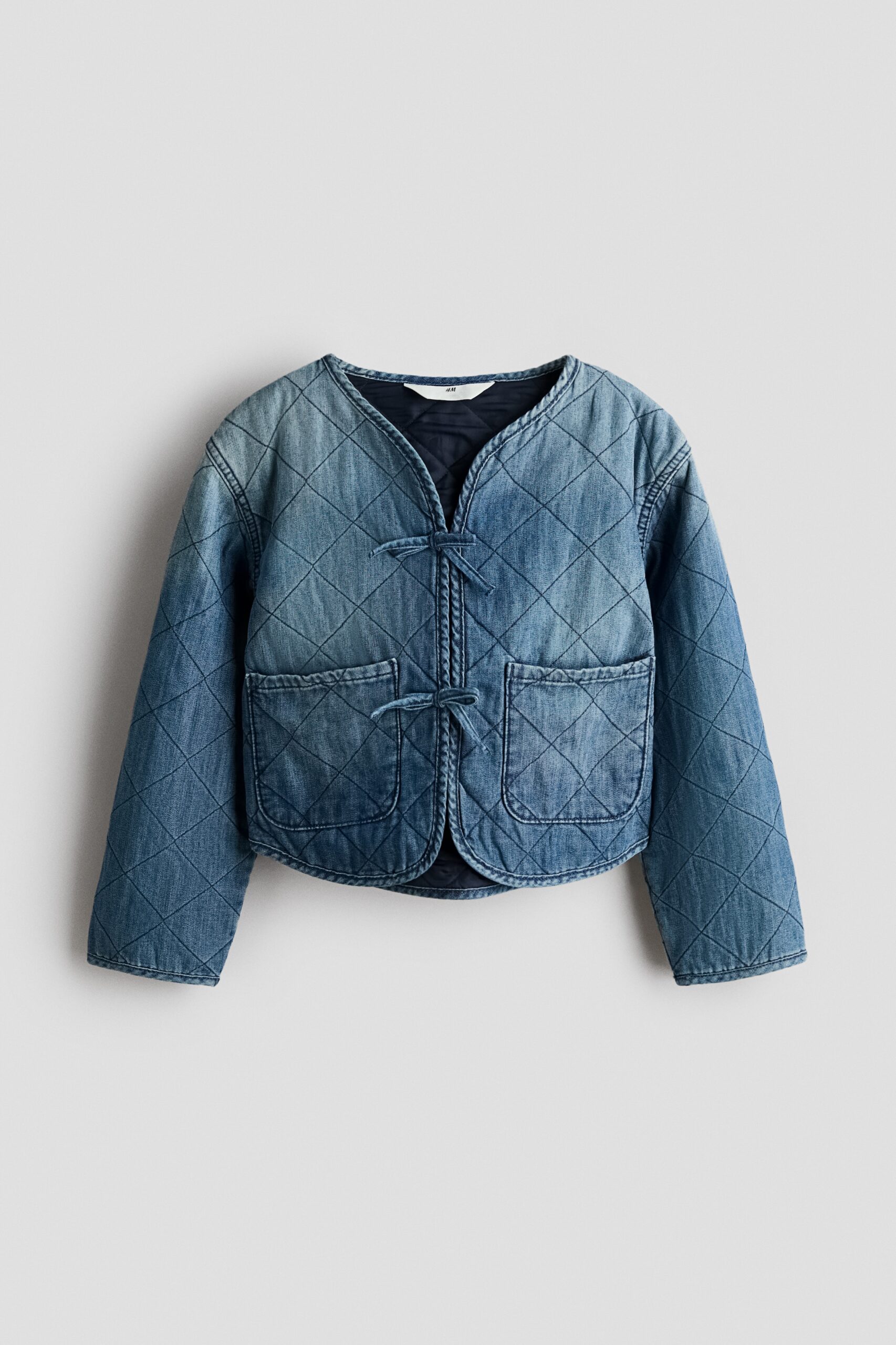 H & M - Doorgestikt denim jack - Denimblauw