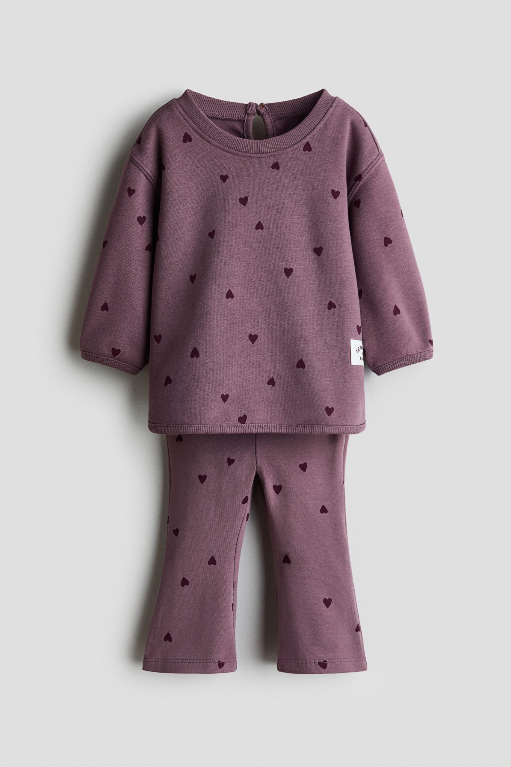 H & M - Tweedelige set met print - Paars/Hartjes