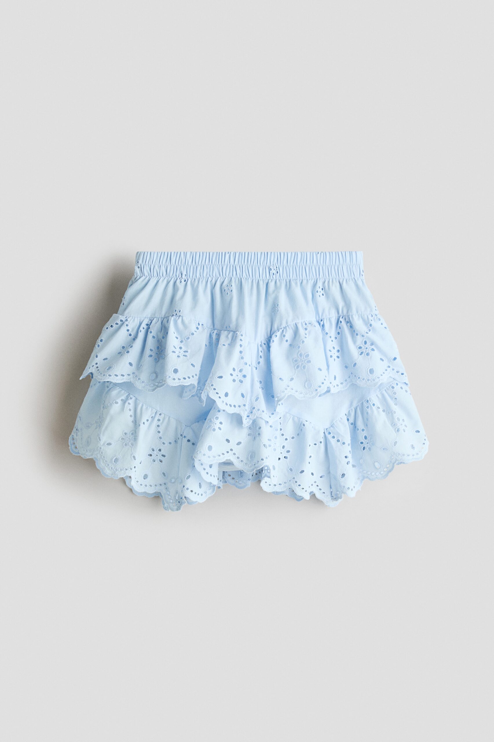 H & M - Katoenen rok met broderie anglaise - Lichtblauw
