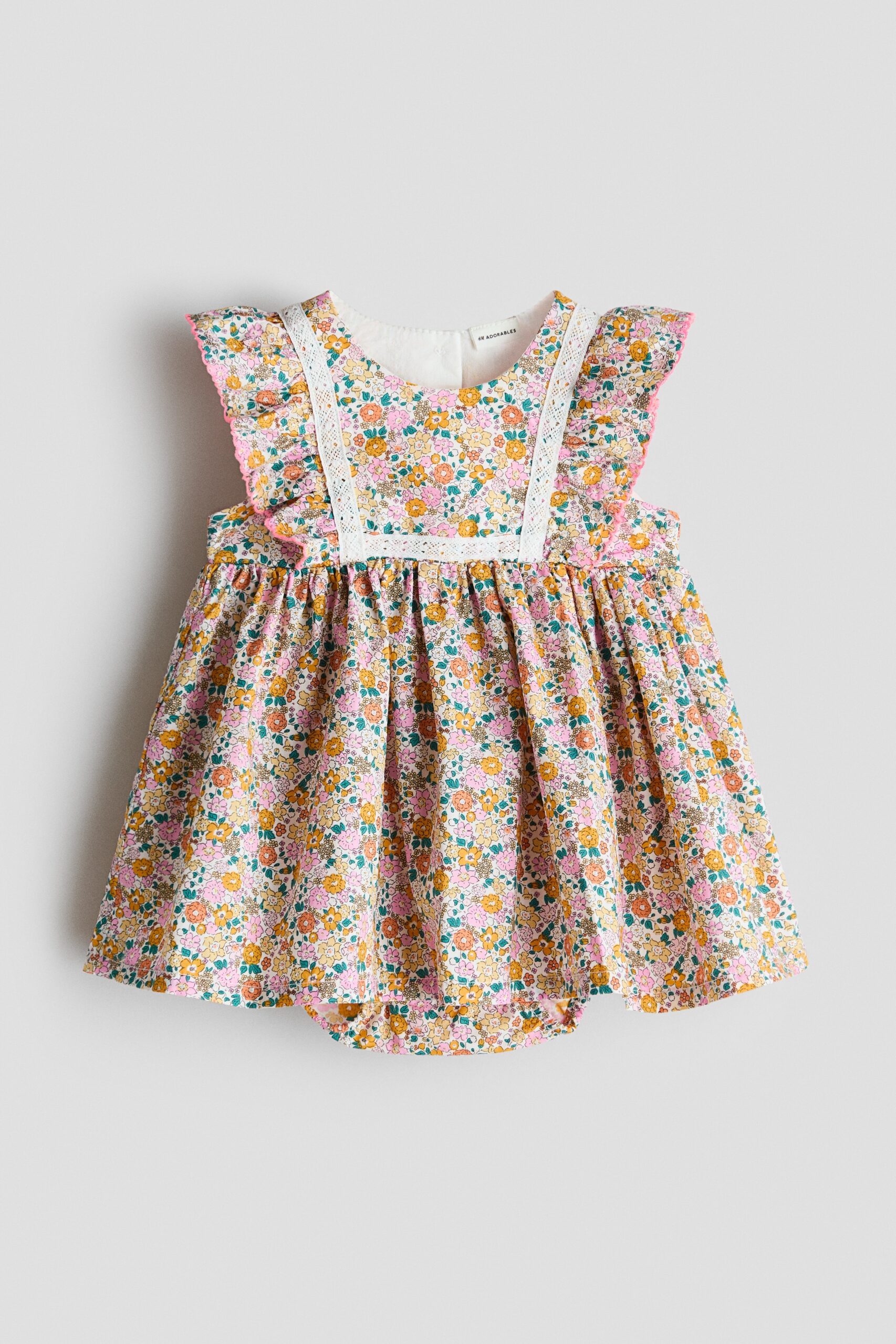 H & M - Romperjurk van katoenen mousseline - Geel/Bloemen