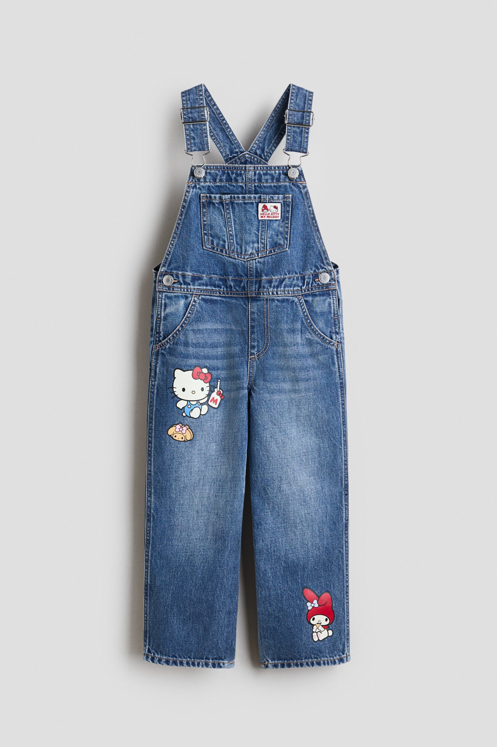 H & M - Denim salopette met print - Denimblauw/Hello Kitty