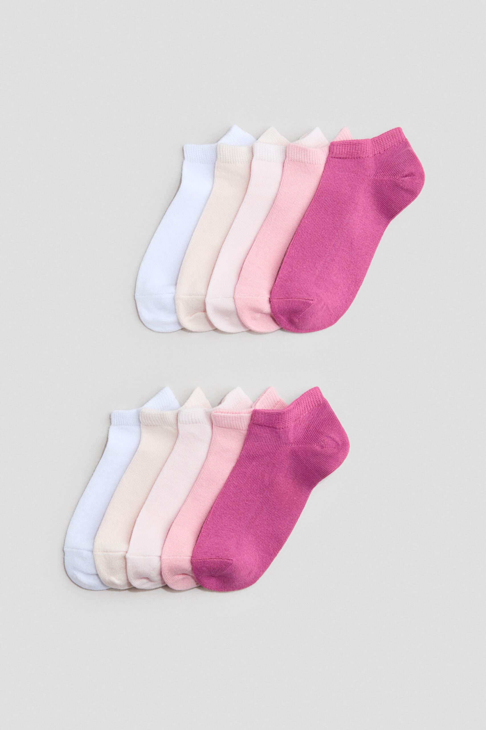 H & M - 10 paar enkelsokken - Lichtroze/Donkerroze