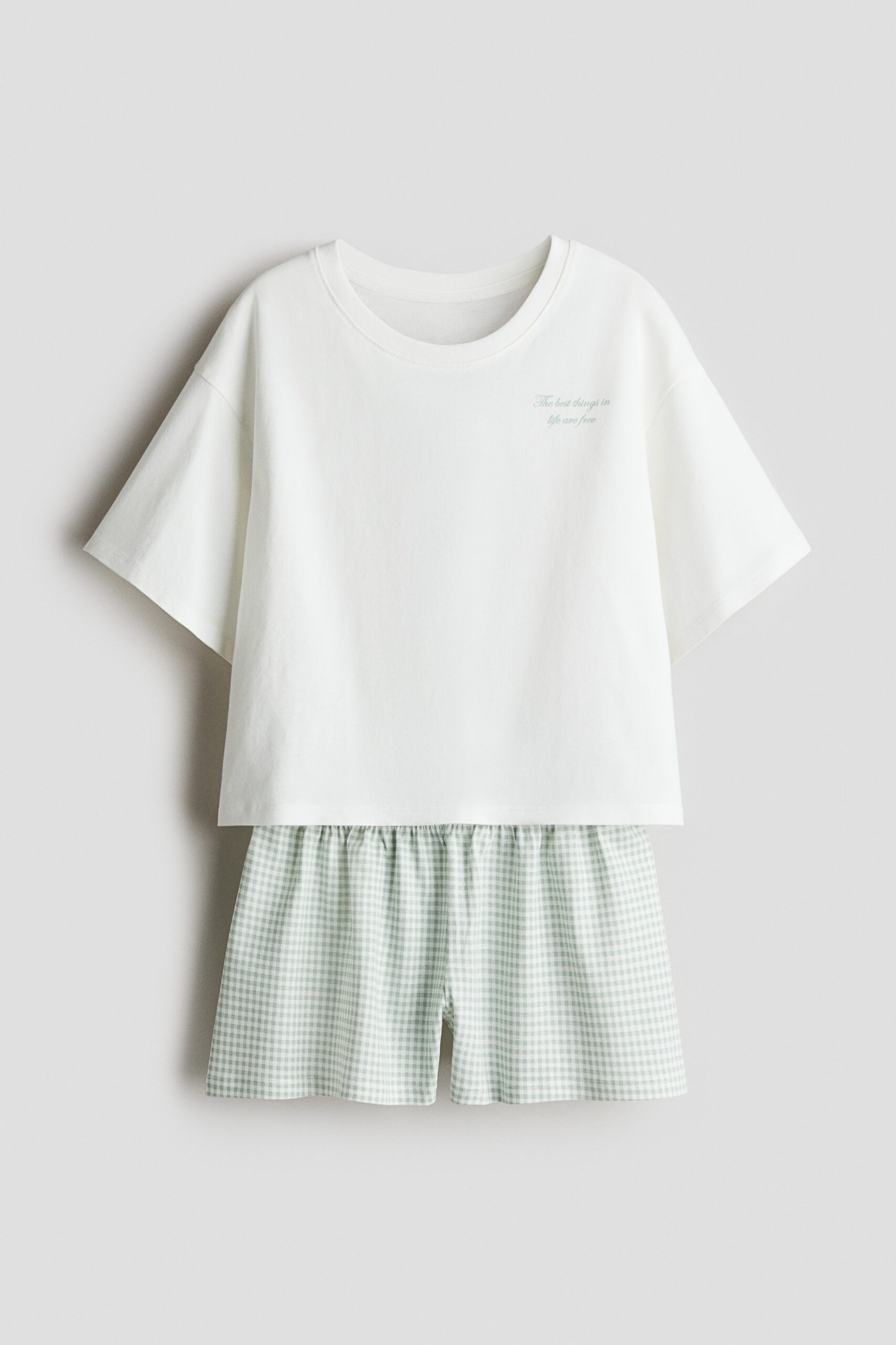 H & M - Katoenen pyjama - Wit/Gingham-Ruit
