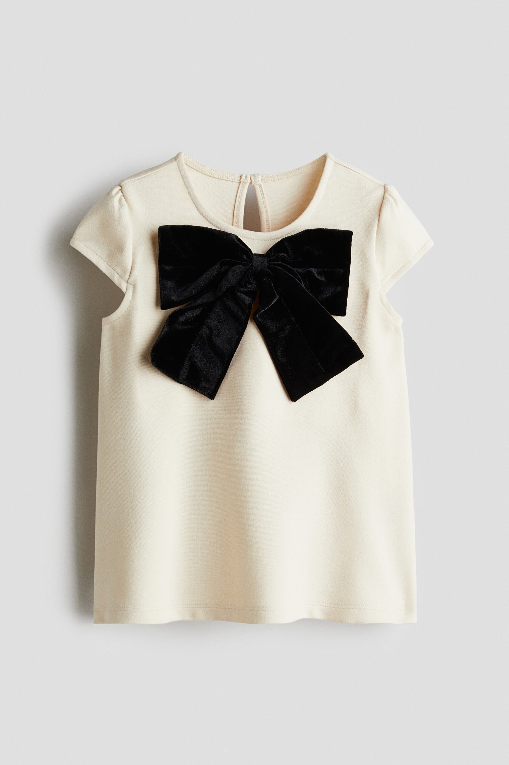 H & M - Tricot jurk met strik - Lichtbeige