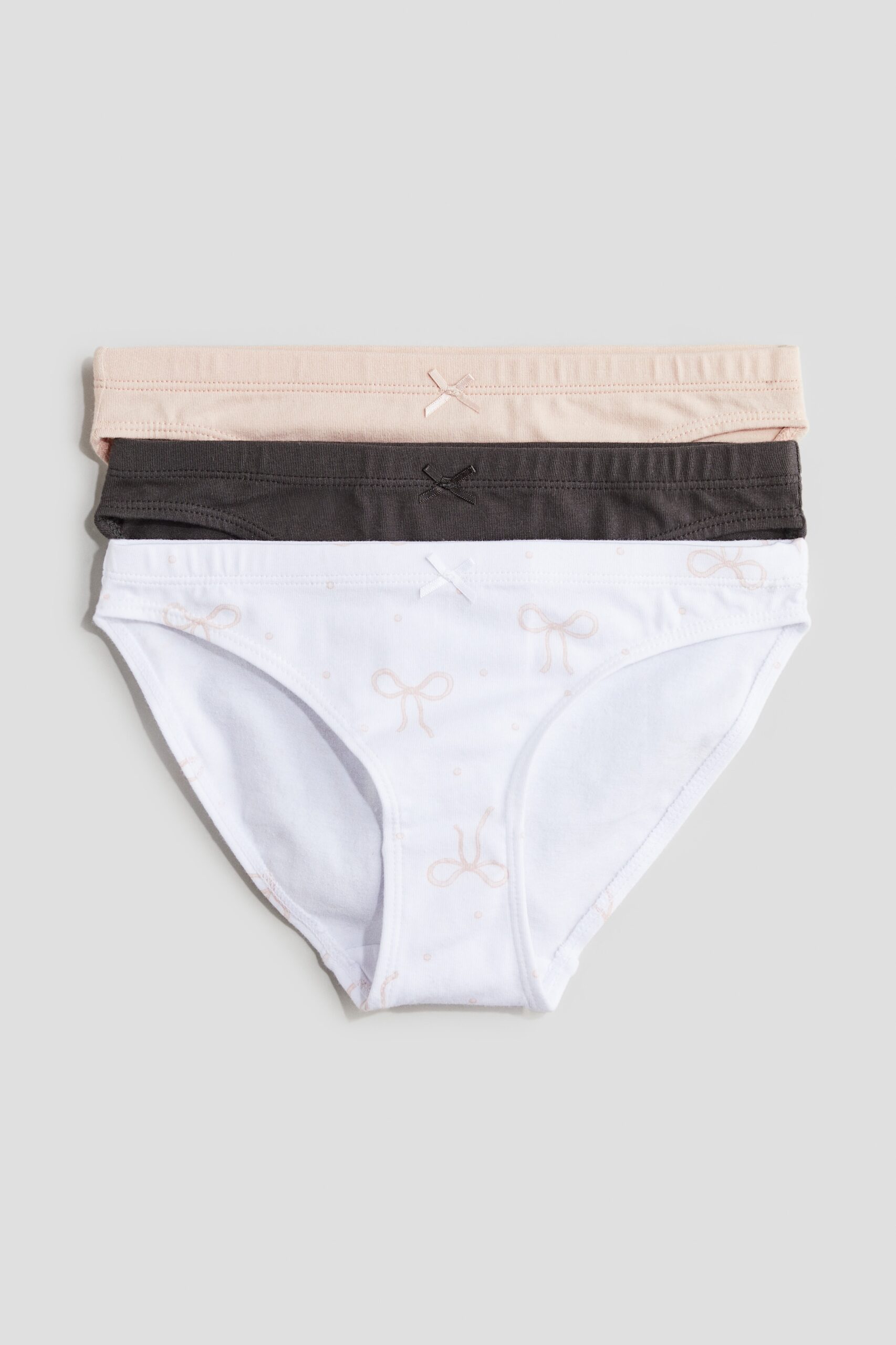 H & M - Set van 3 katoenen slips - Lichtroze/Strikjes