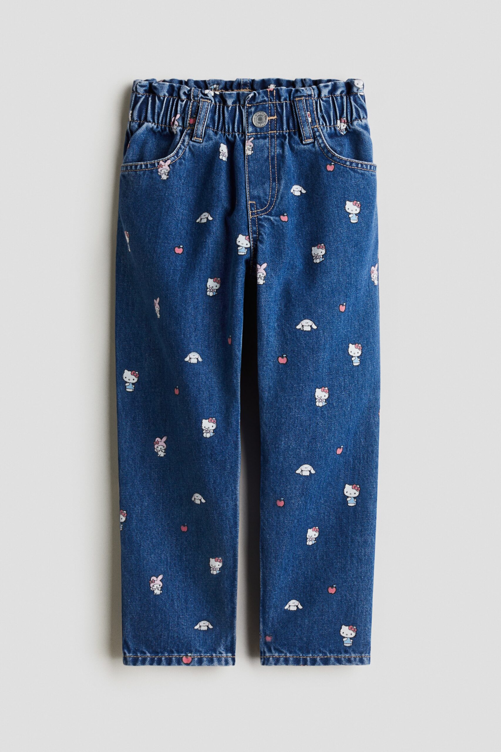 H & M - Loose Fit Tapered Jeans - Denimblauw/Hello Kitty