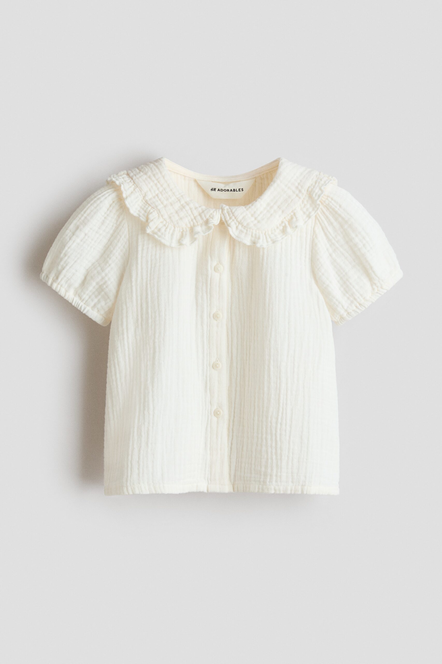 H & M - Blouse van katoenen mousseline - Roomwit