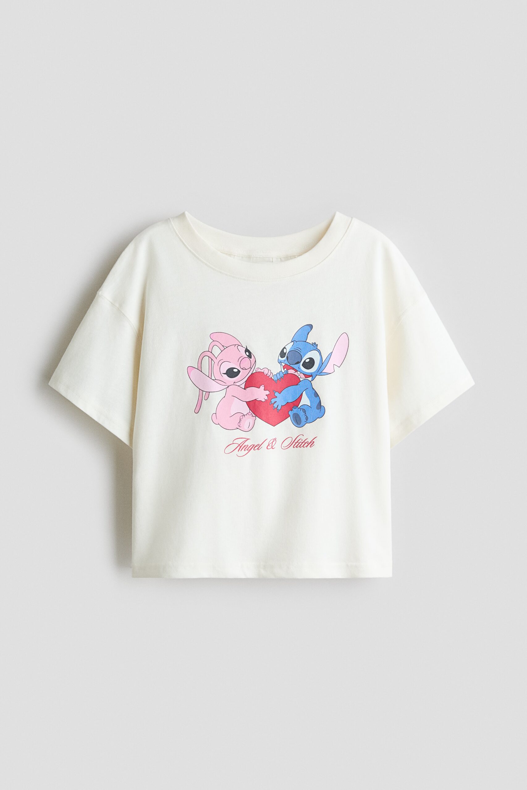 H & M - Katoenen T-shirt met geprint motief - Wit/Lilo & Stitch