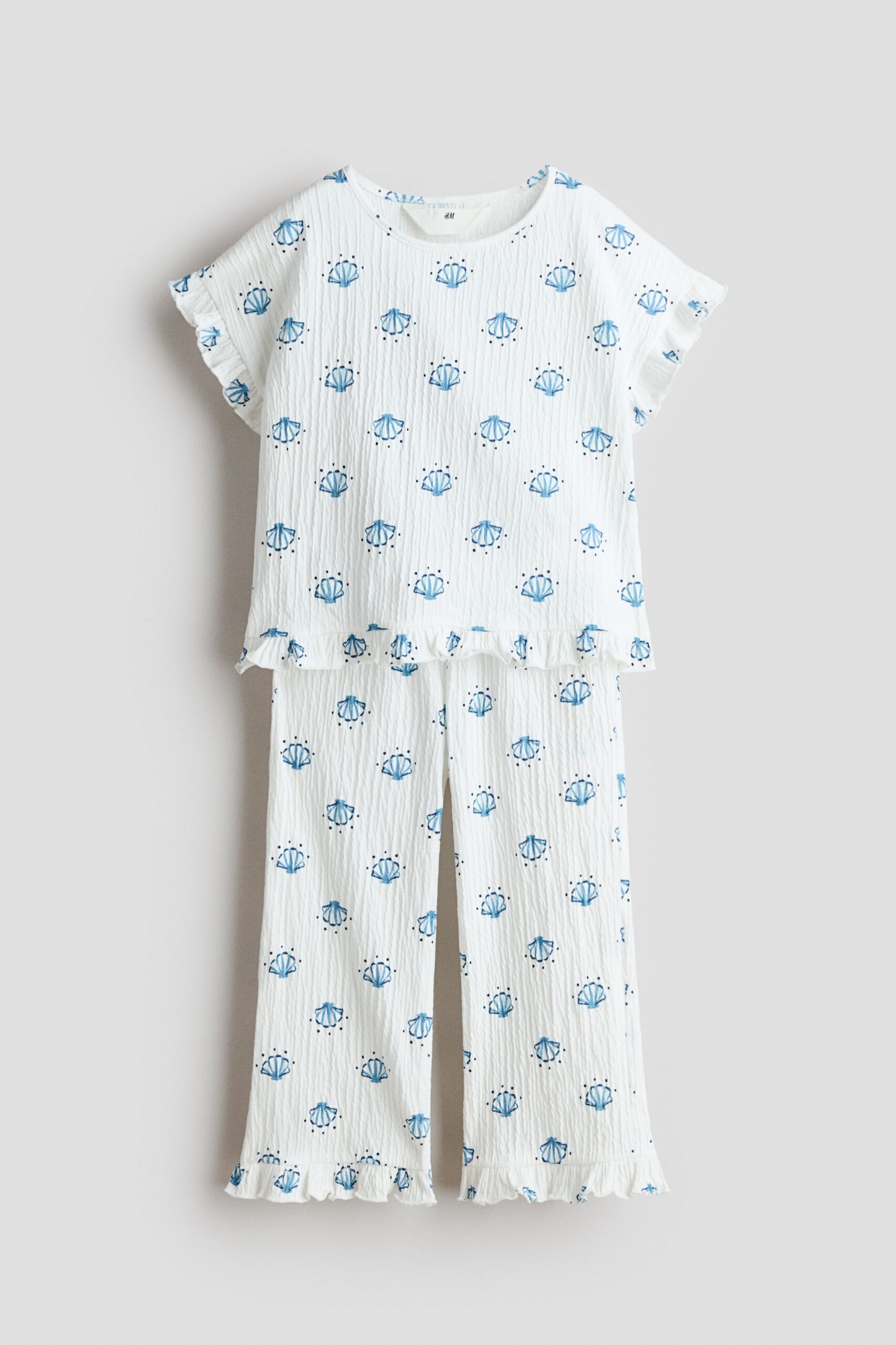 H & M - Tweedelige set met volants - Wit/Schelpen