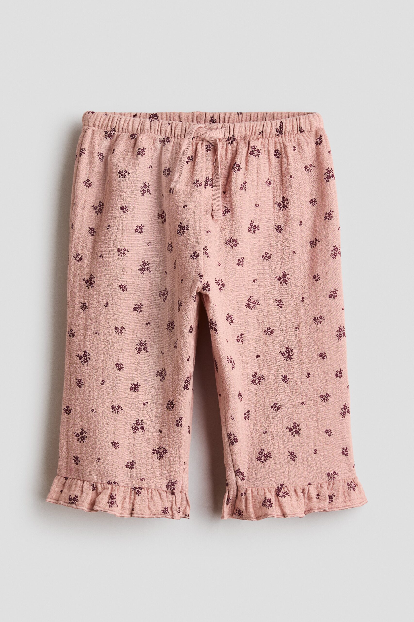 H & M - Broek van katoenen mousseline - Dusty Roze/Bloemen