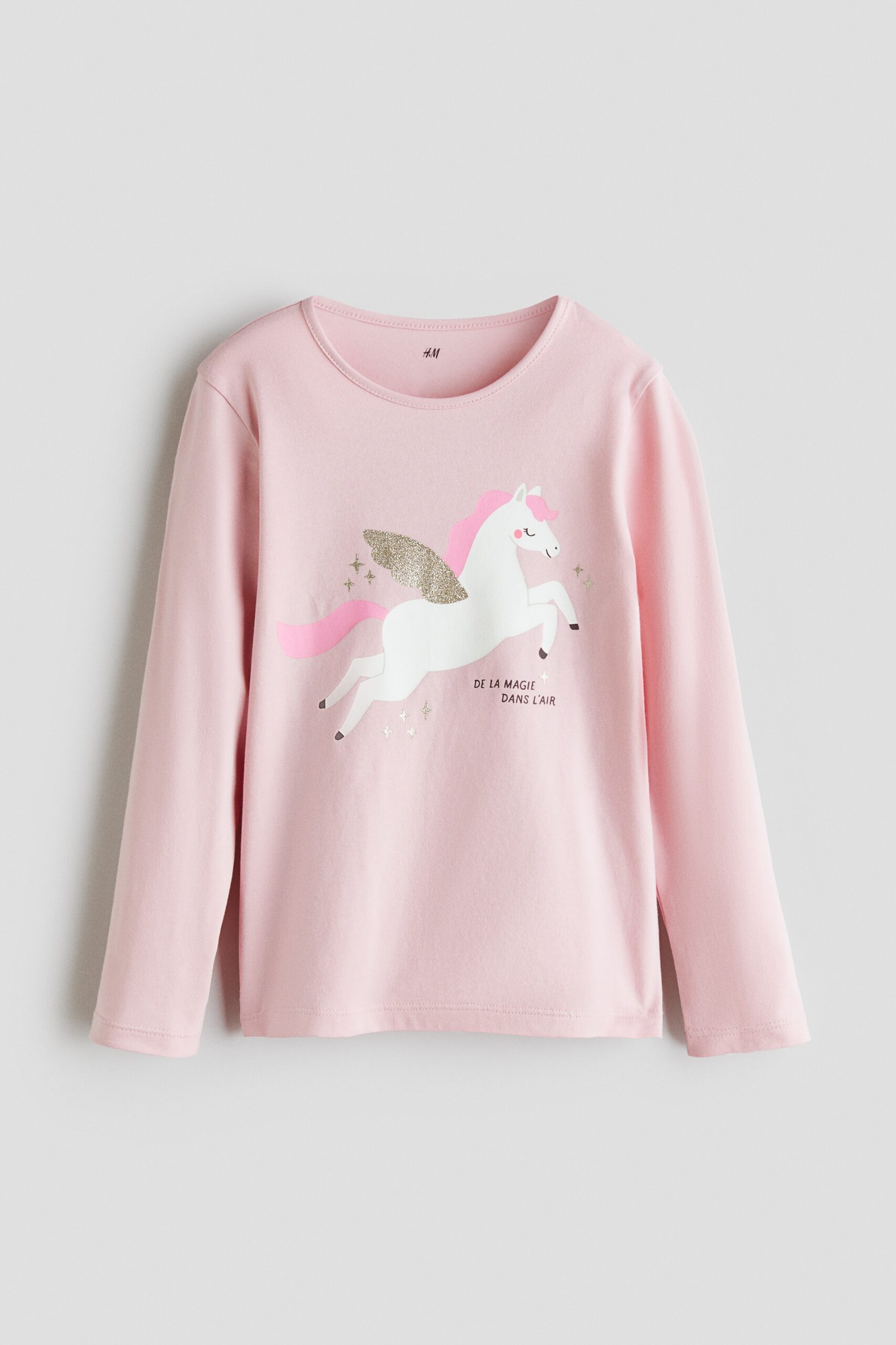 H & M - Katoenen top met print - Lichtroze/Pegasus