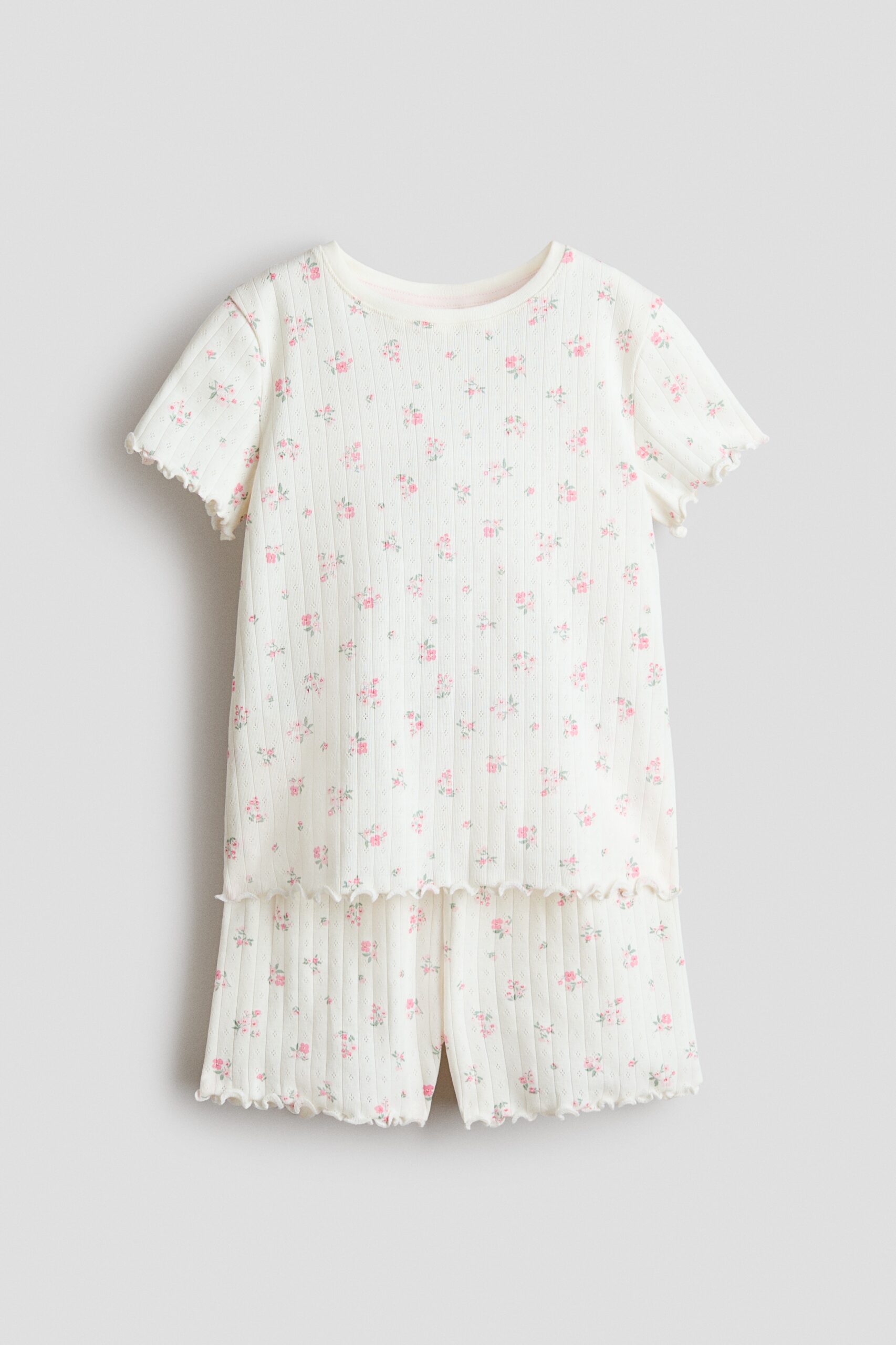 H & M - Pyjama met print - Roomwit/Bloemen