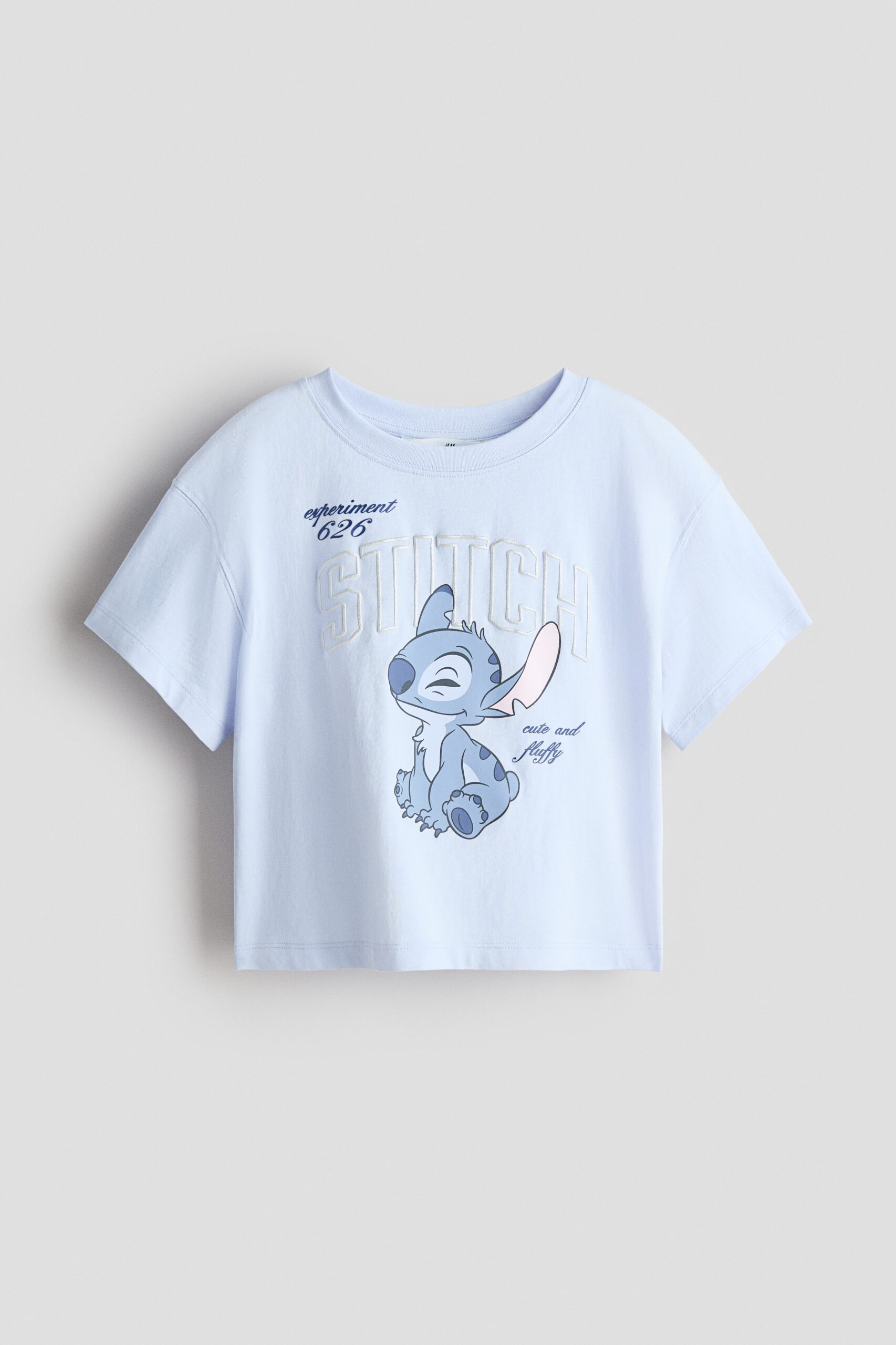 H & M - Katoenen T-shirt met geprint motief - Lichtblauw/Lilo & Stitch