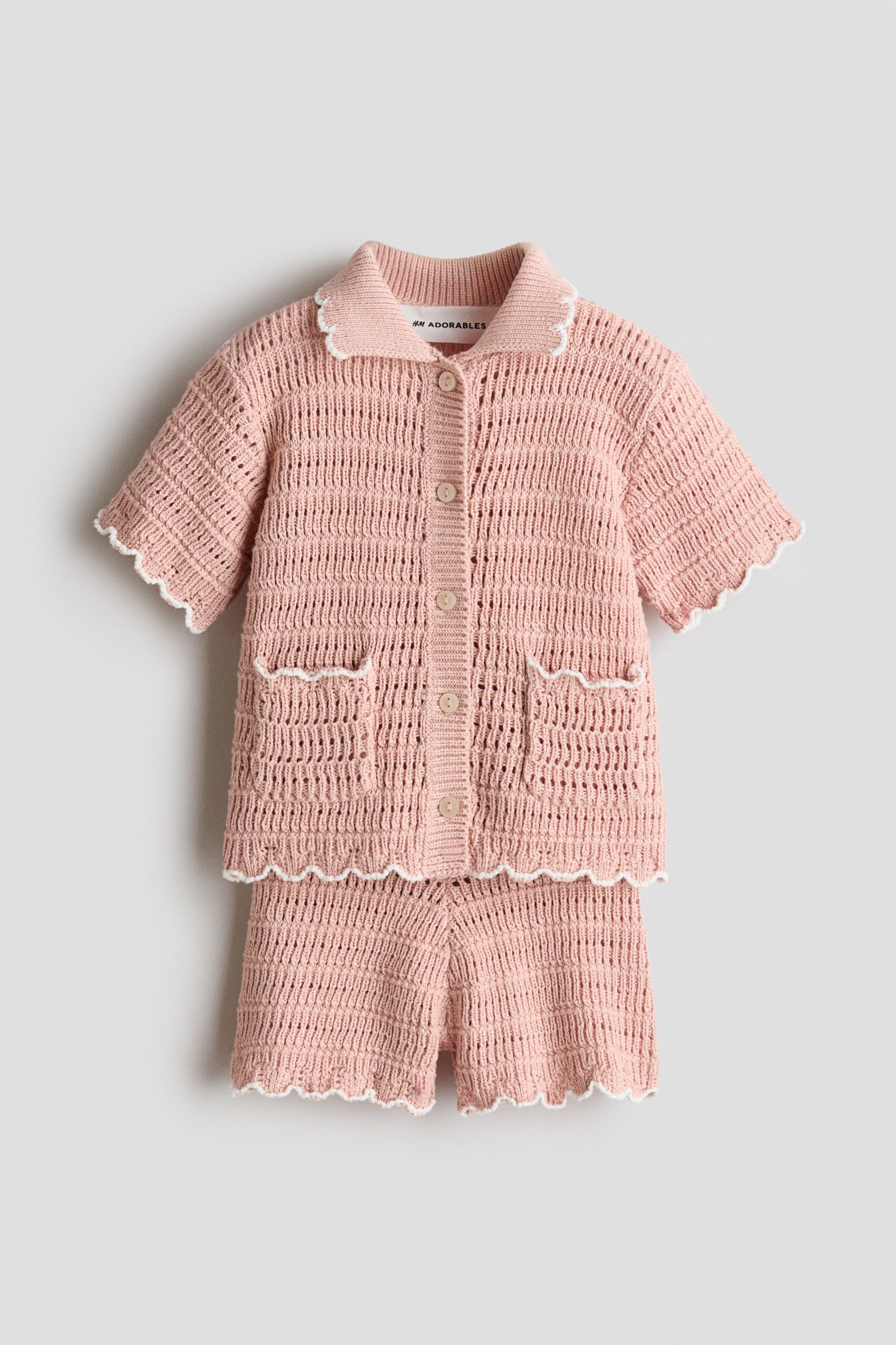 H & M - Tweedelige set met gehaakte look - Dusty Lichtroze