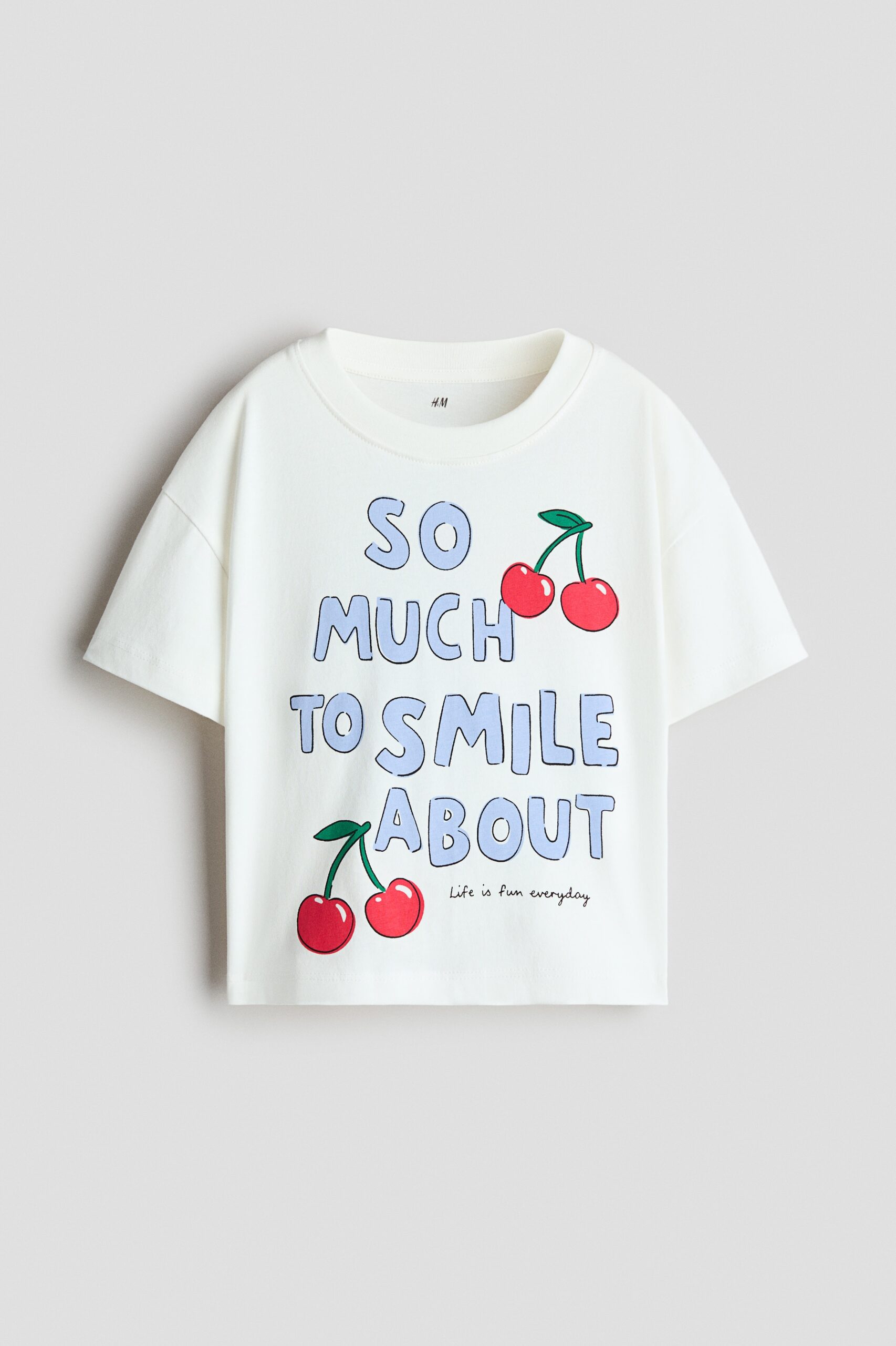 H & M - T-shirt met print - White/Cherries