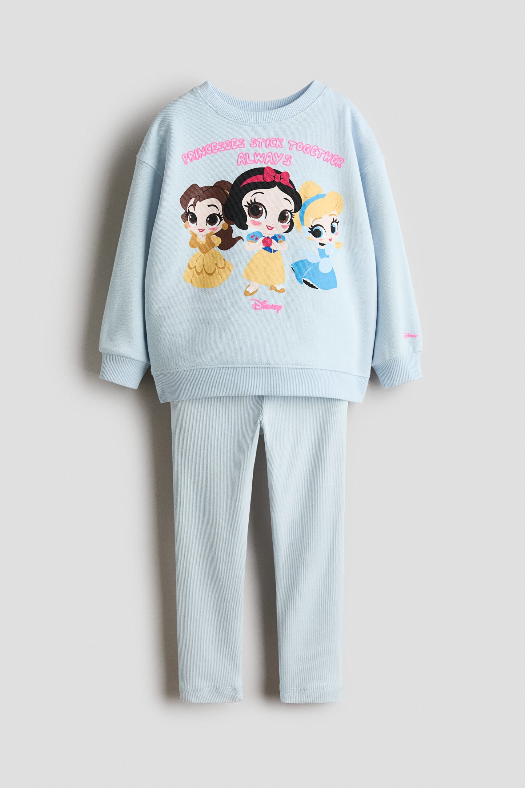 H & M - Tweedelige set - Sweater en legging - Lichtblauw/Disney-Prinsessen