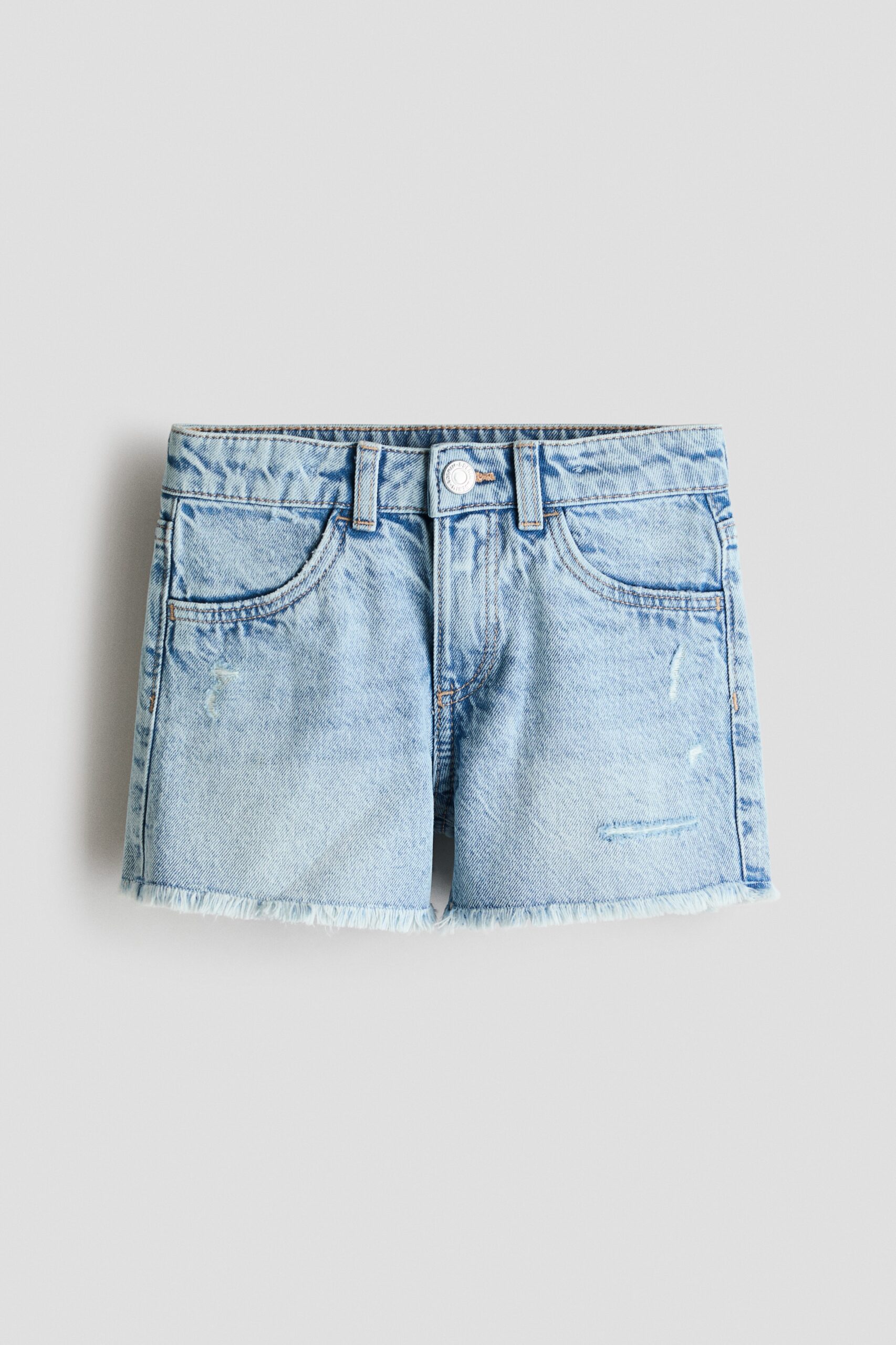 H & M - Denim short met rafels - Licht Denimblauw