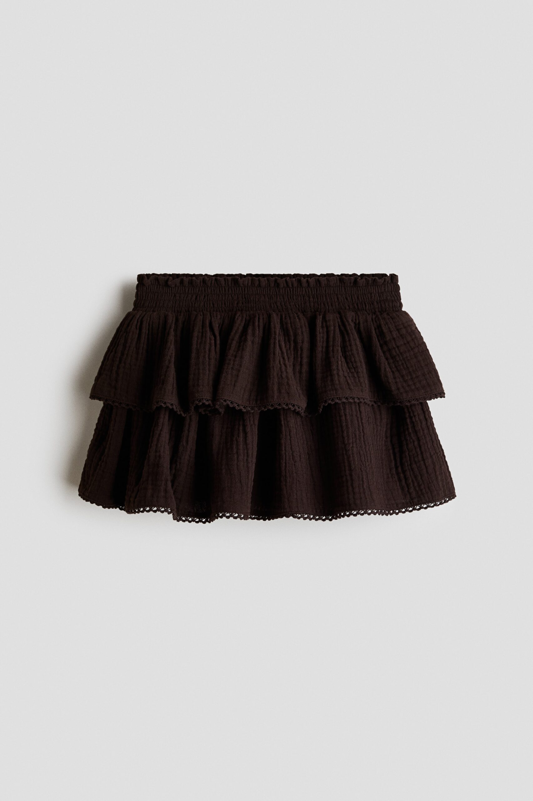 H & M - Volantrok van mousseline - Donkerbruin