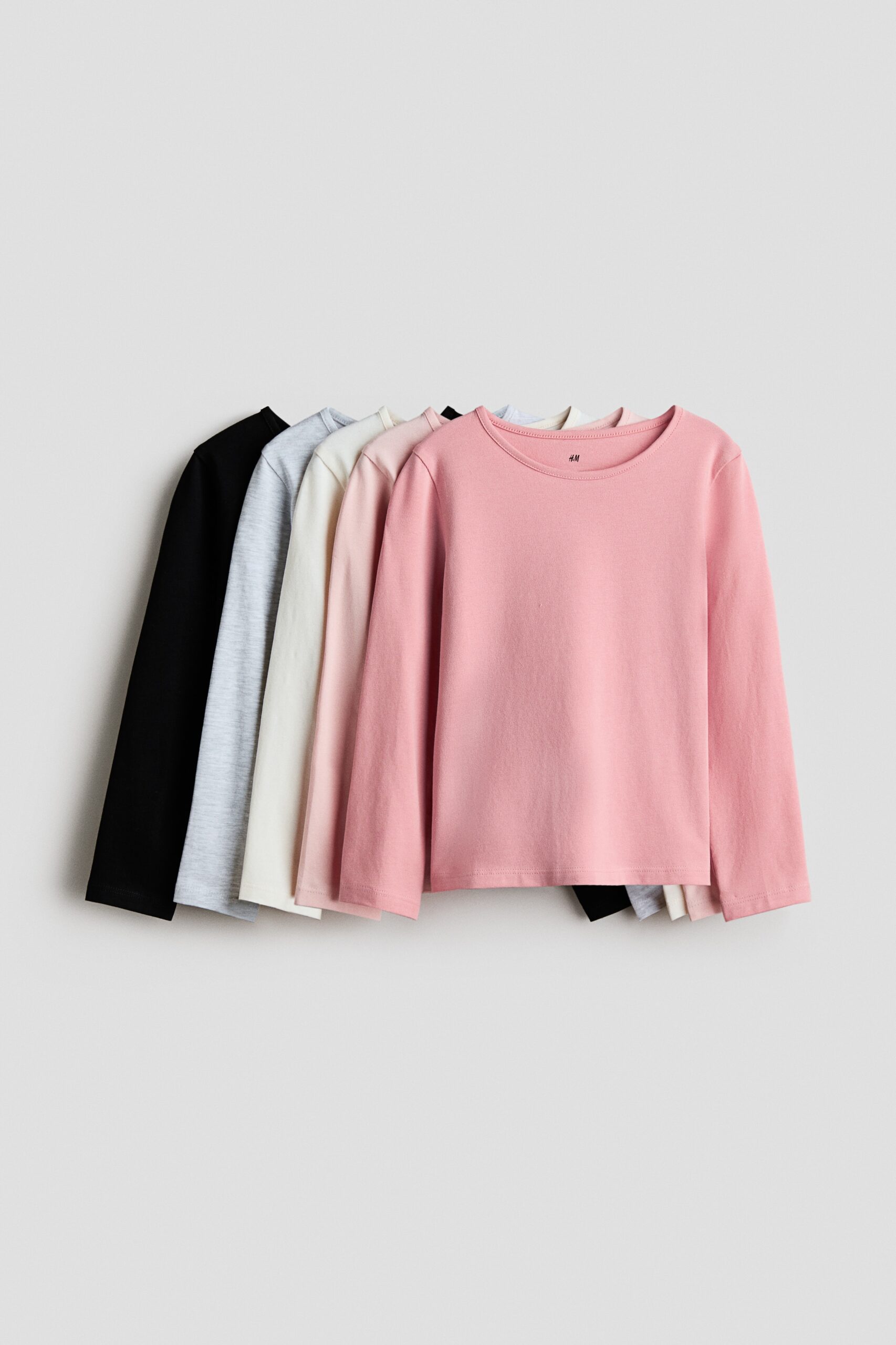 H & M - Set van 5 shirts met lange mouwen - Dusty Roze/Roomwit