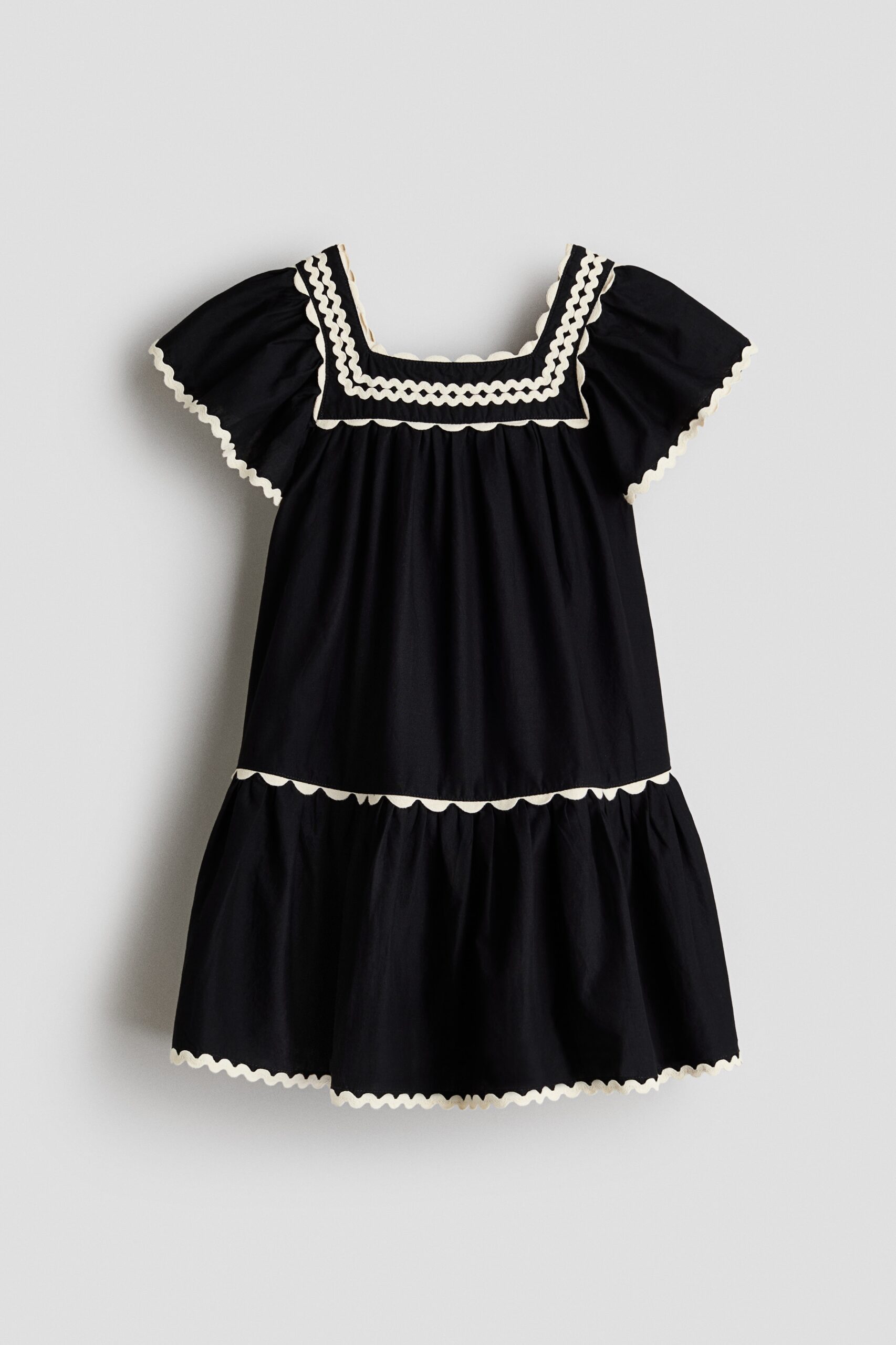 H & M - Katoenen strokenjurk - Zwart