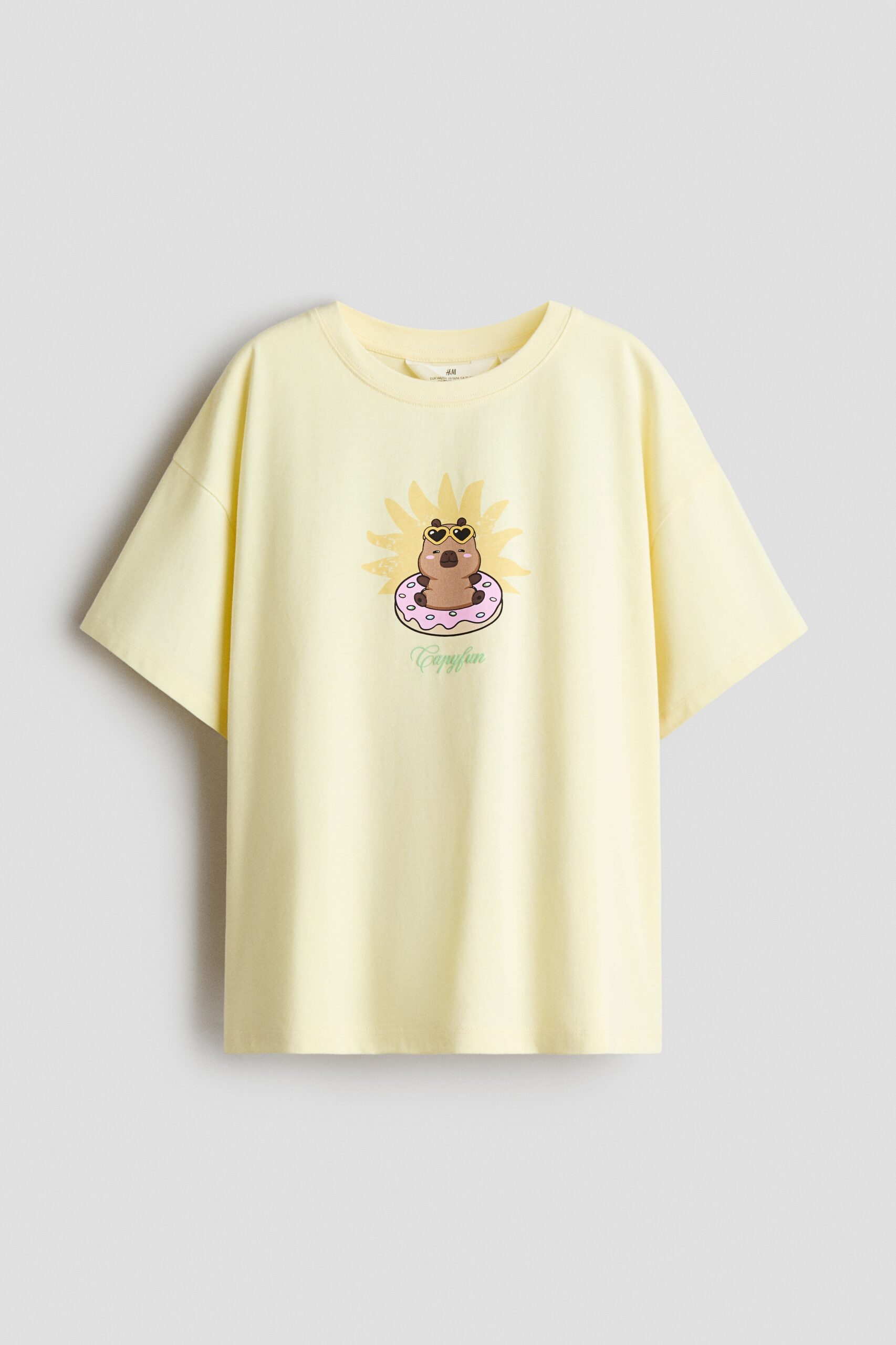 H & M - Katoenen T-shirt met print - Lichtgeel/Capyfun