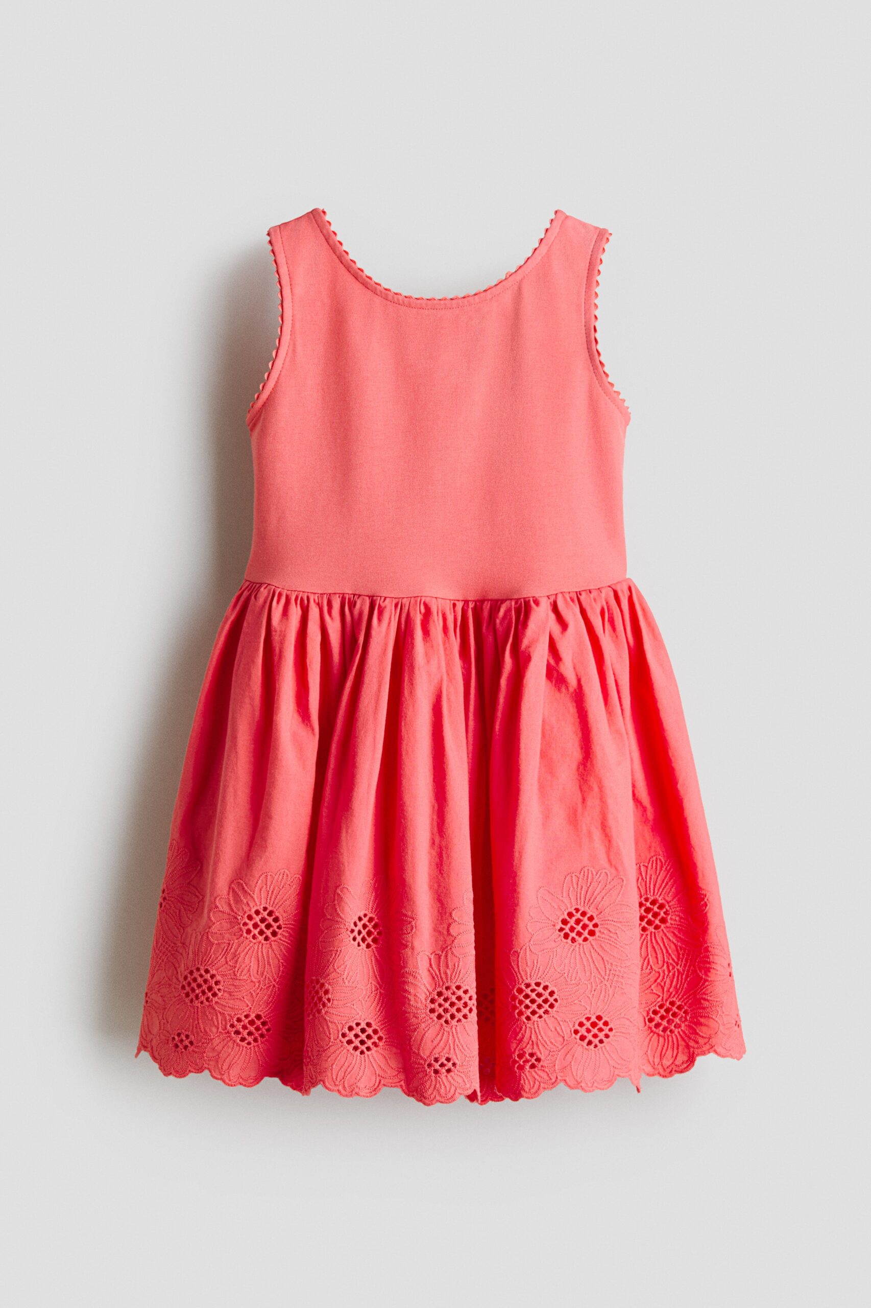 H & M - Katoenen jurk met broderie anglaise - Frambozenrood
