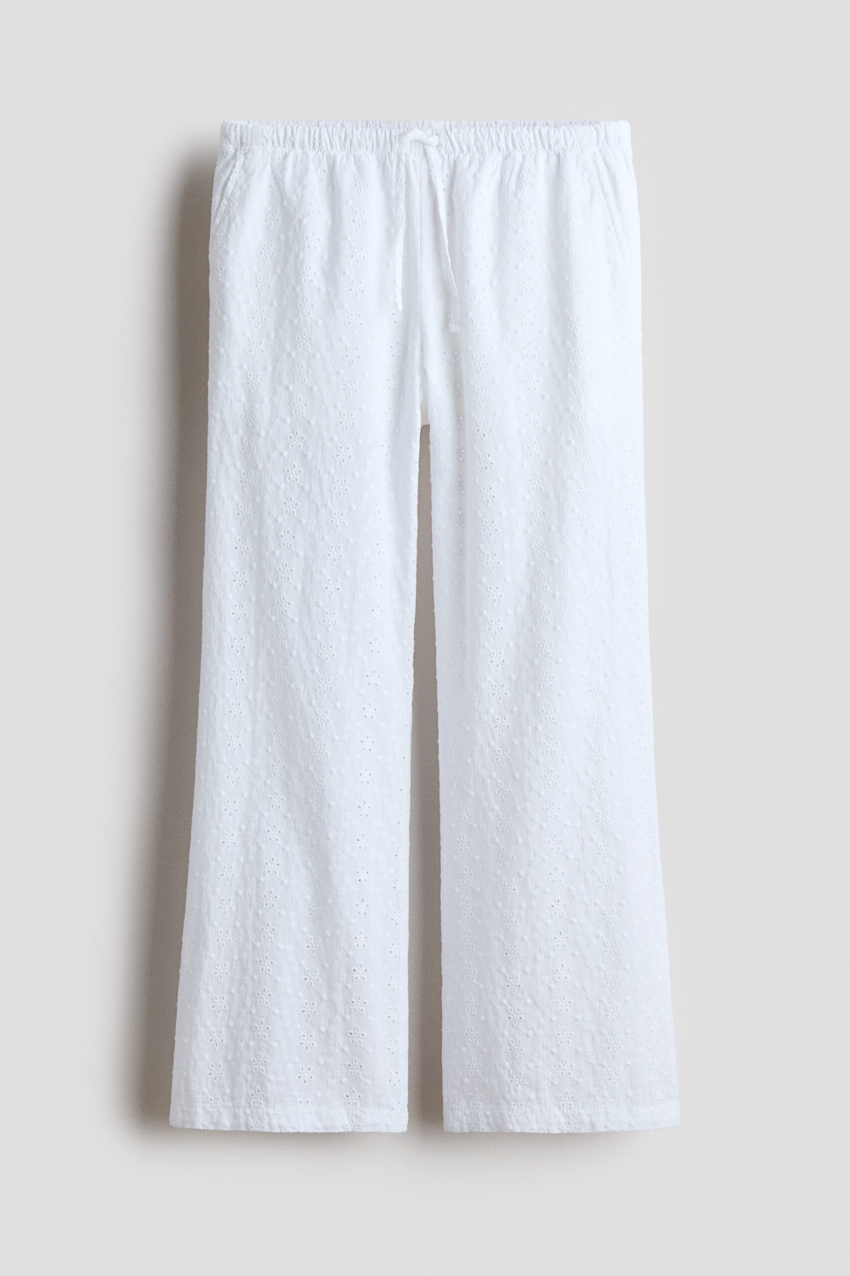 H & M - Broek met broderie anglaise - Wit