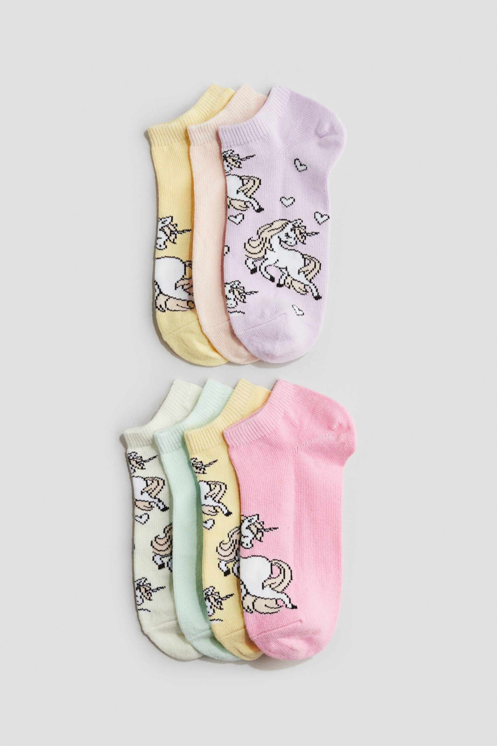 H & M - 7 paar enkelsokken - Roze/Eenhoorns