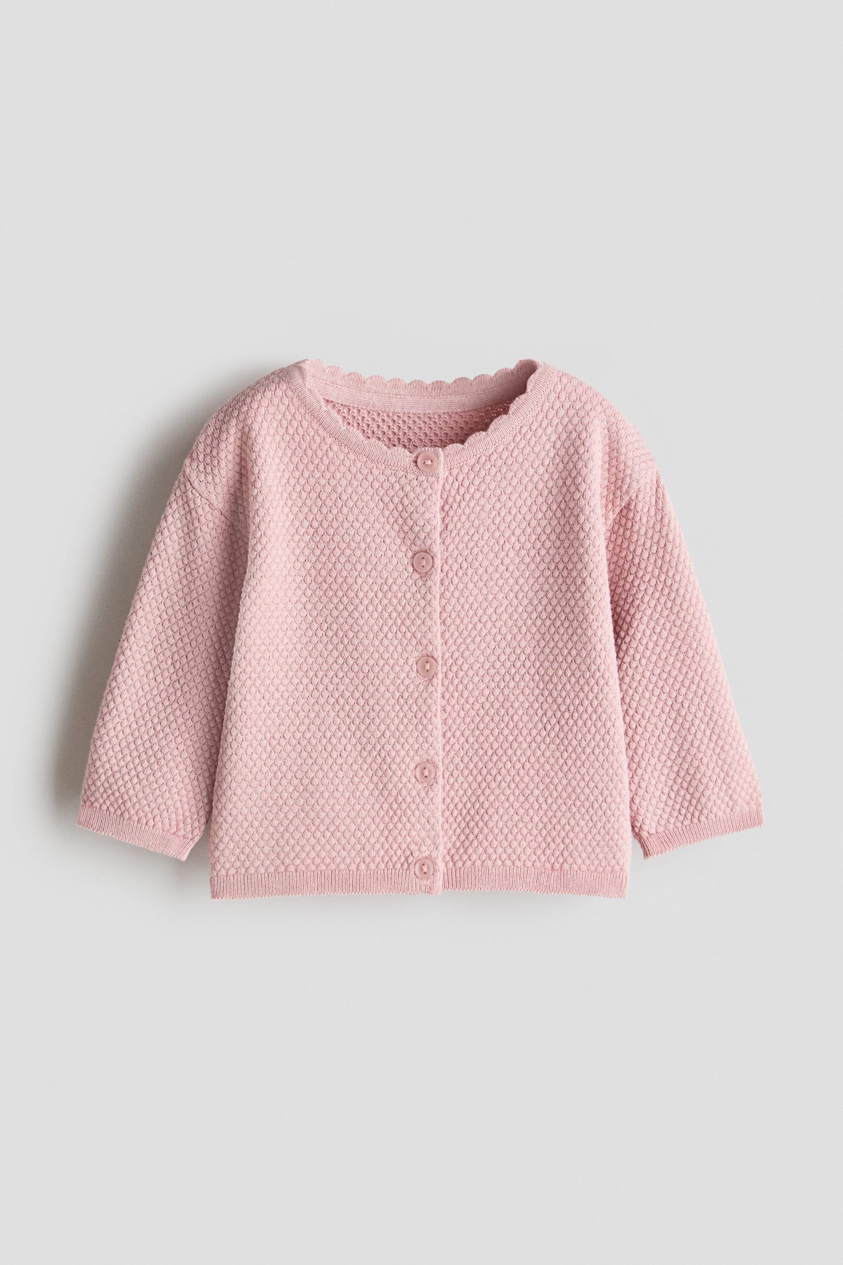H & M - Structuurgebreid katoenen vest - Dusty Lichtroze