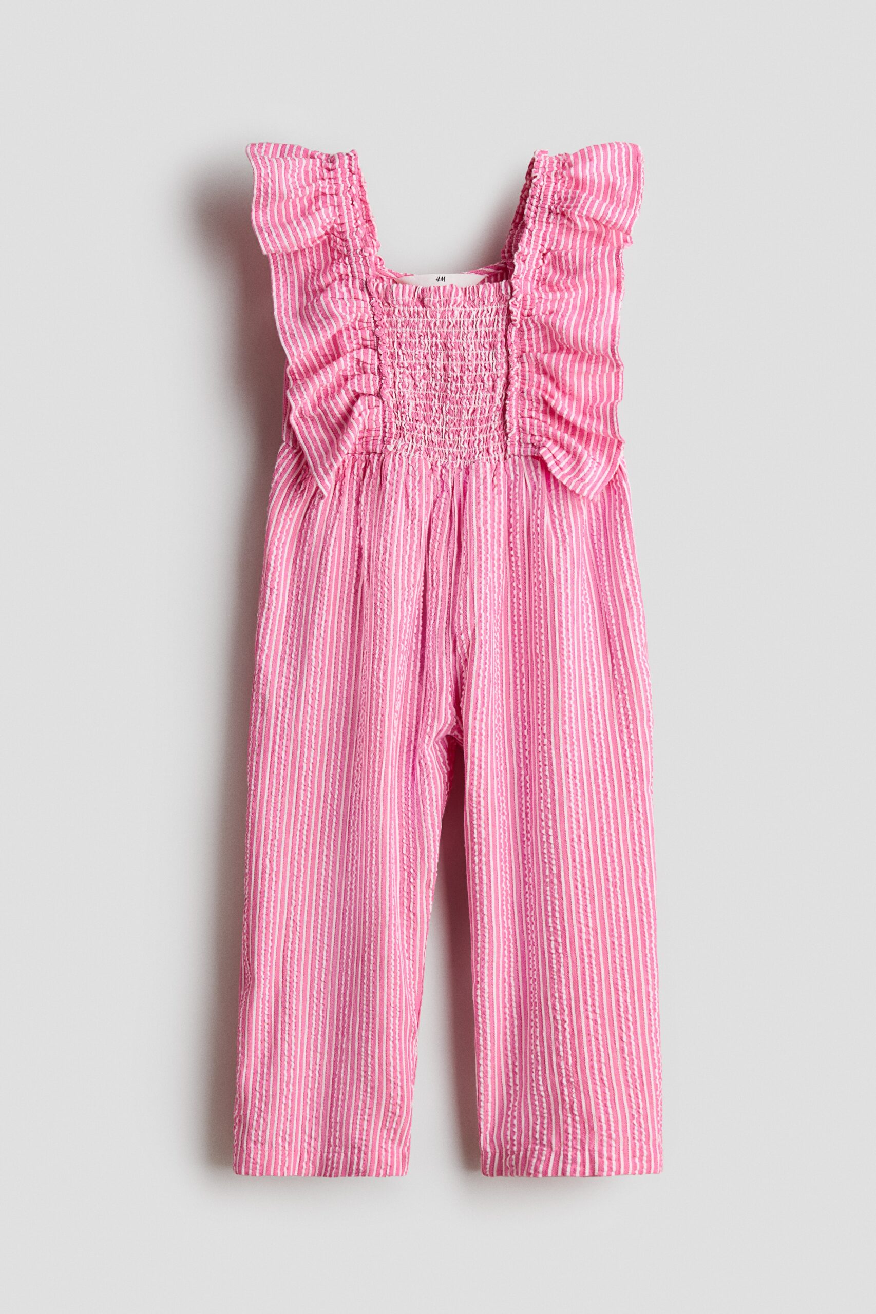 H & M - Jumpsuit met volants - Roze/Wit Gestreept