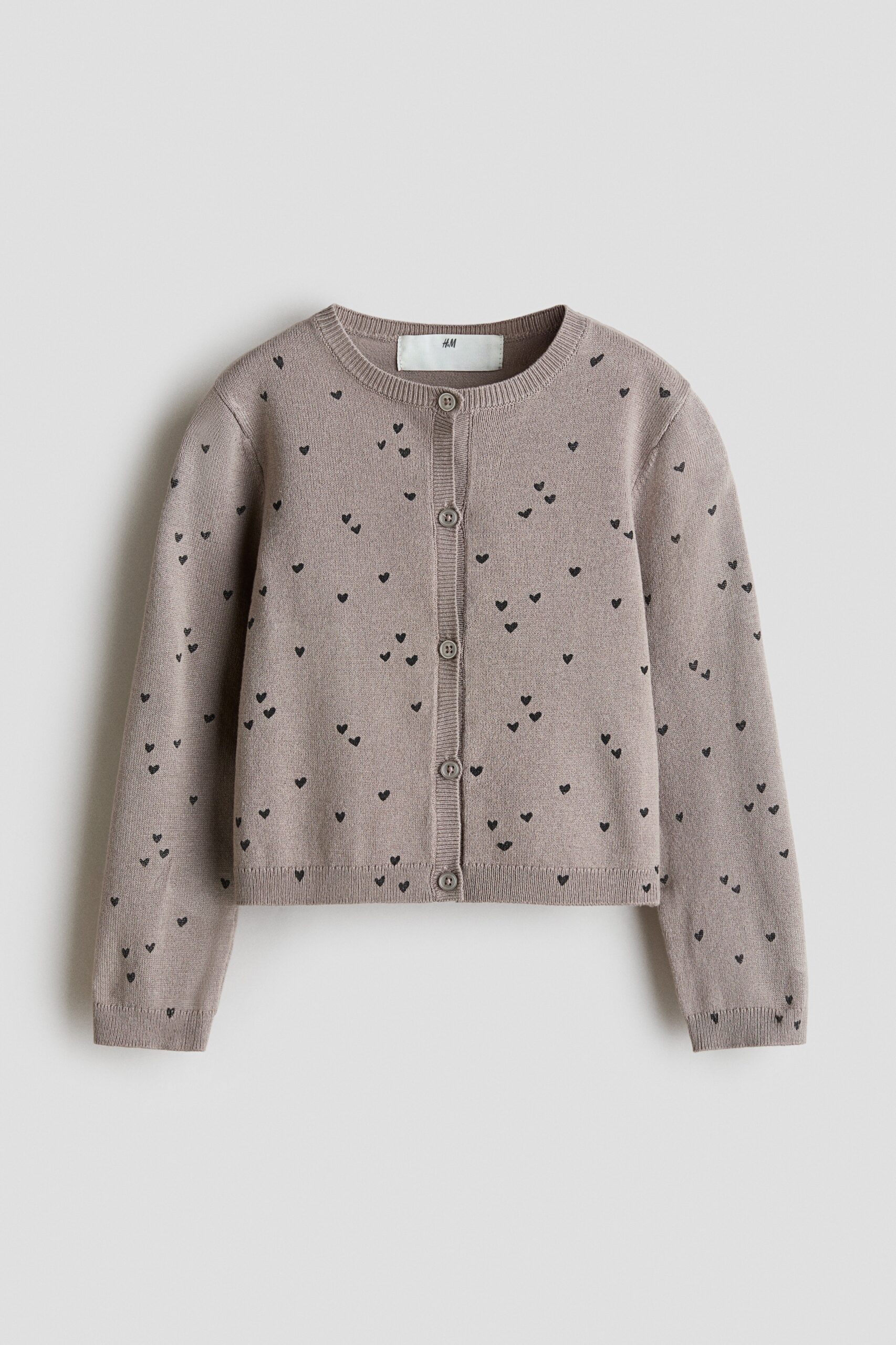 H & M - Vest met dessin - Taupe/Hartjes