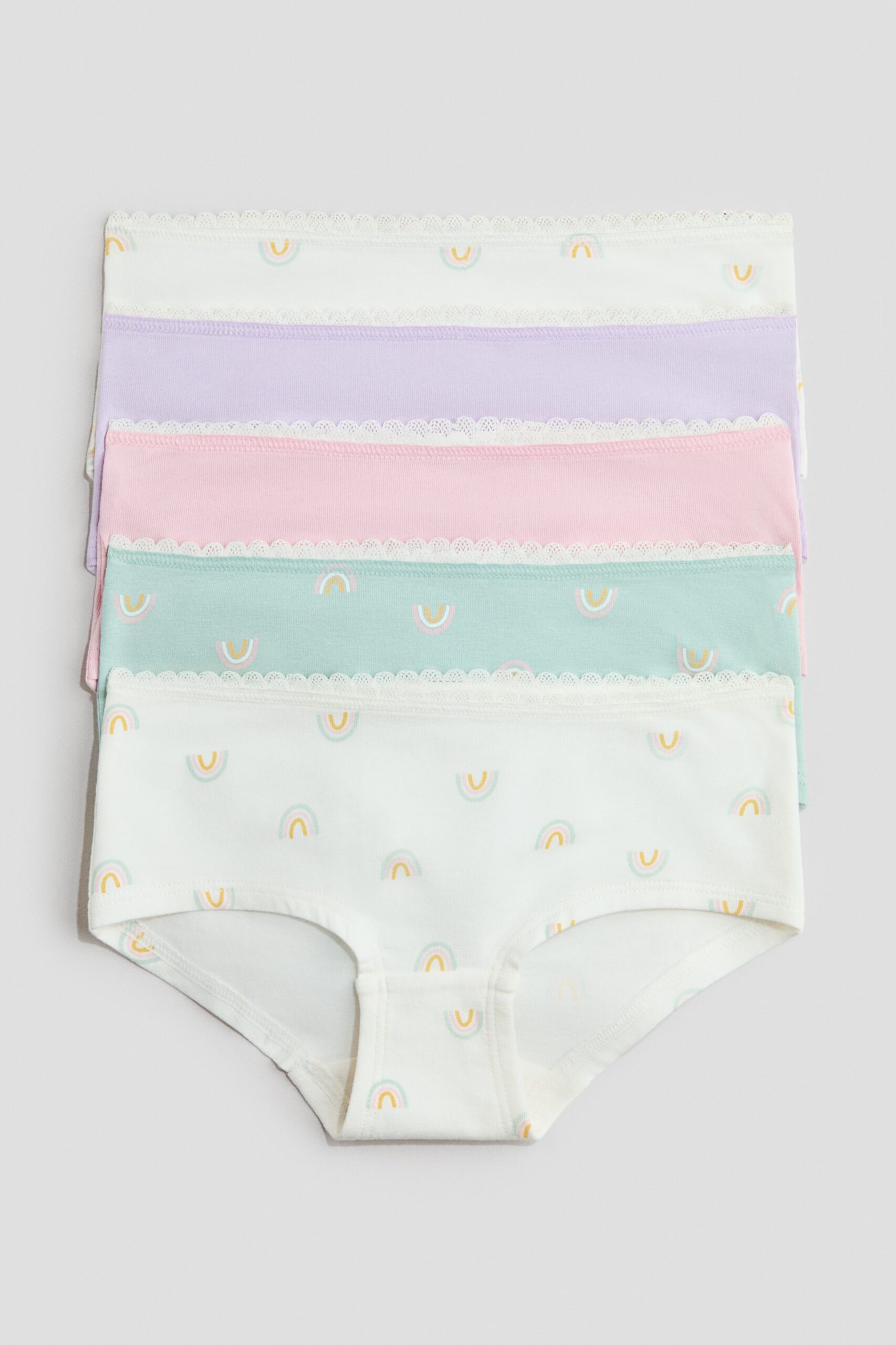 H & M - Set van 5 katoenen slips - Hipster - Roomwit/Regenbogen