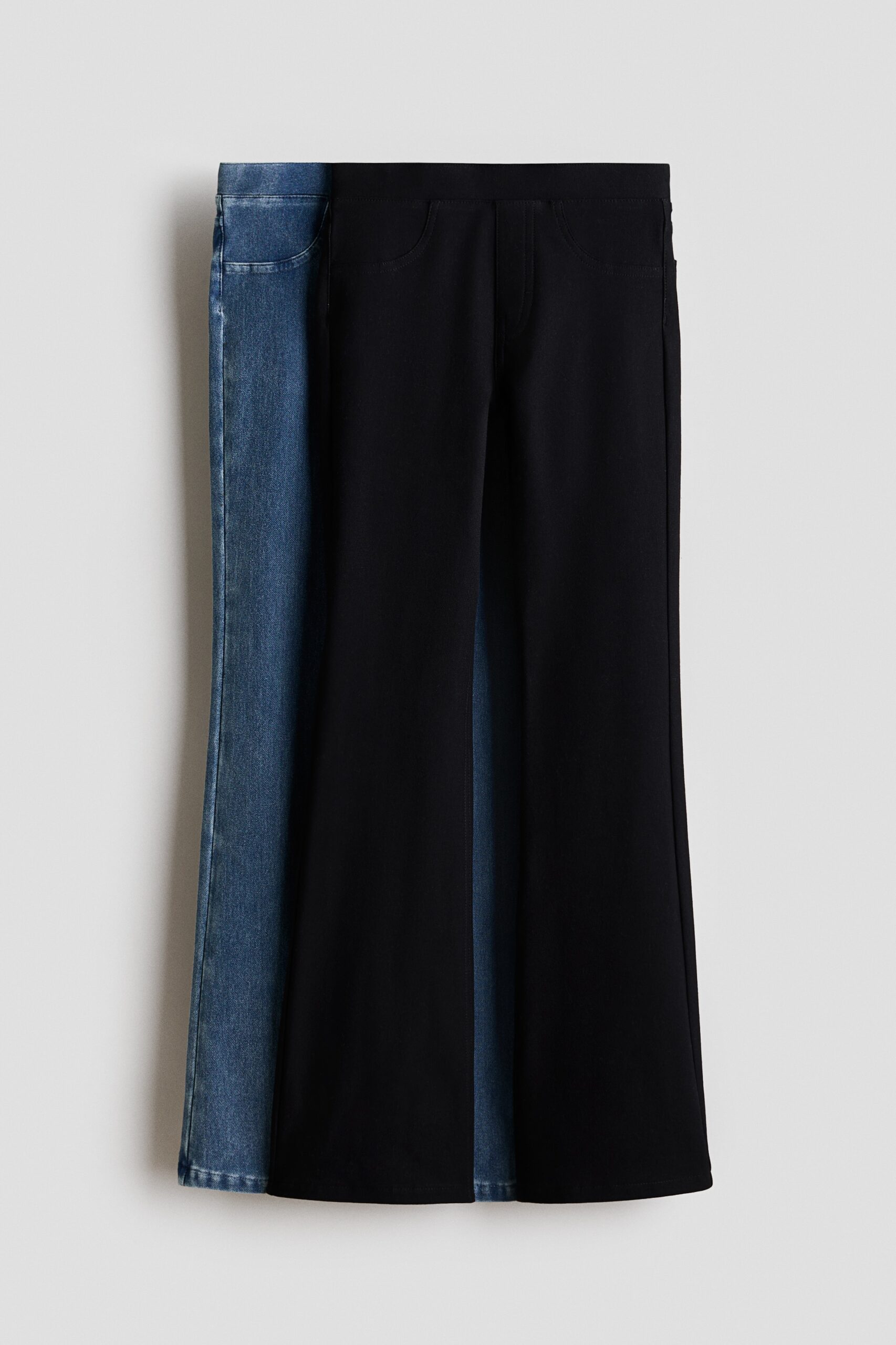 H & M - Set van 2 flared jeggings - Zwart/Denimblauw