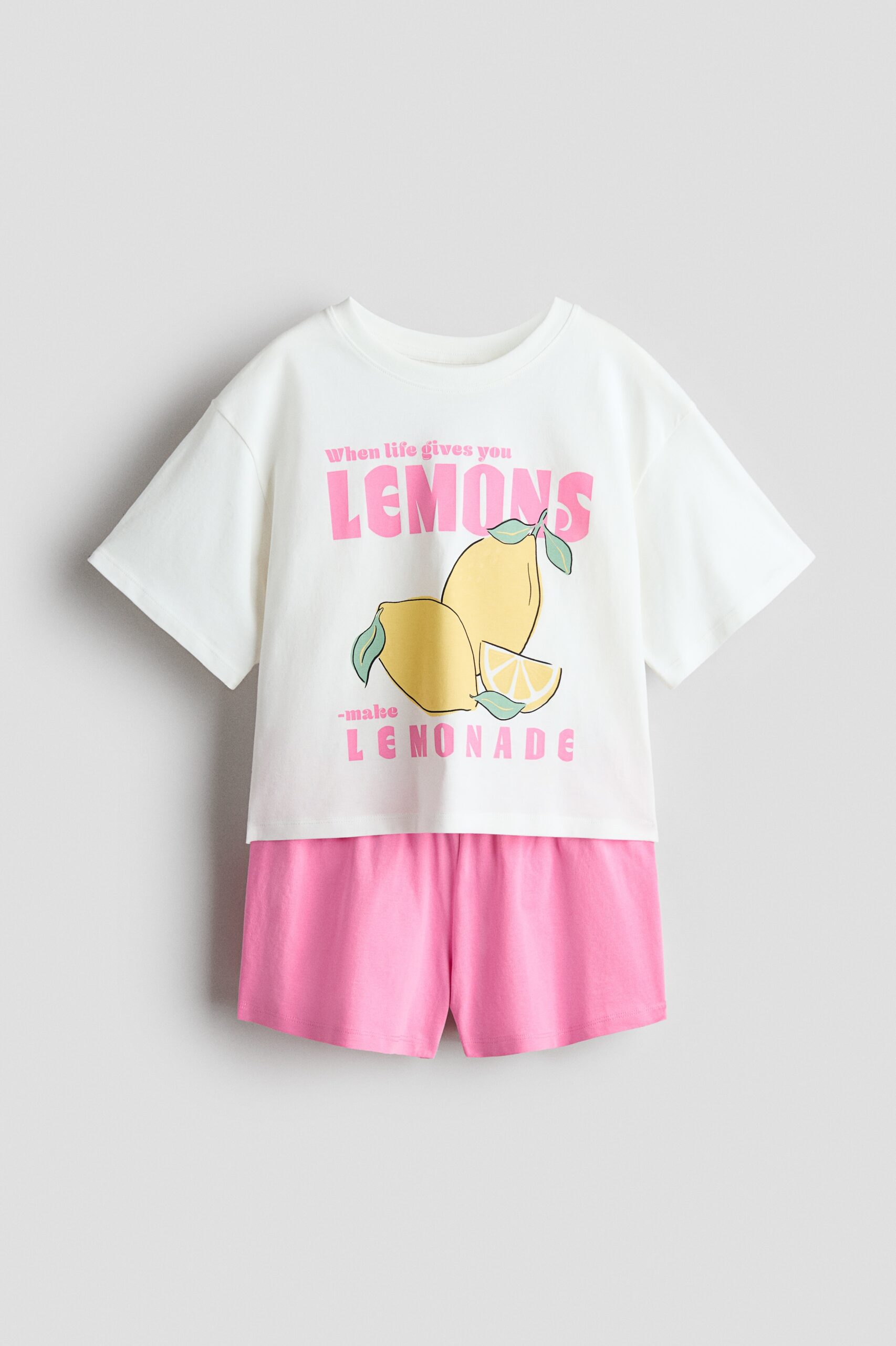 H & M - Katoenen pyjama - Roze/Citroenen