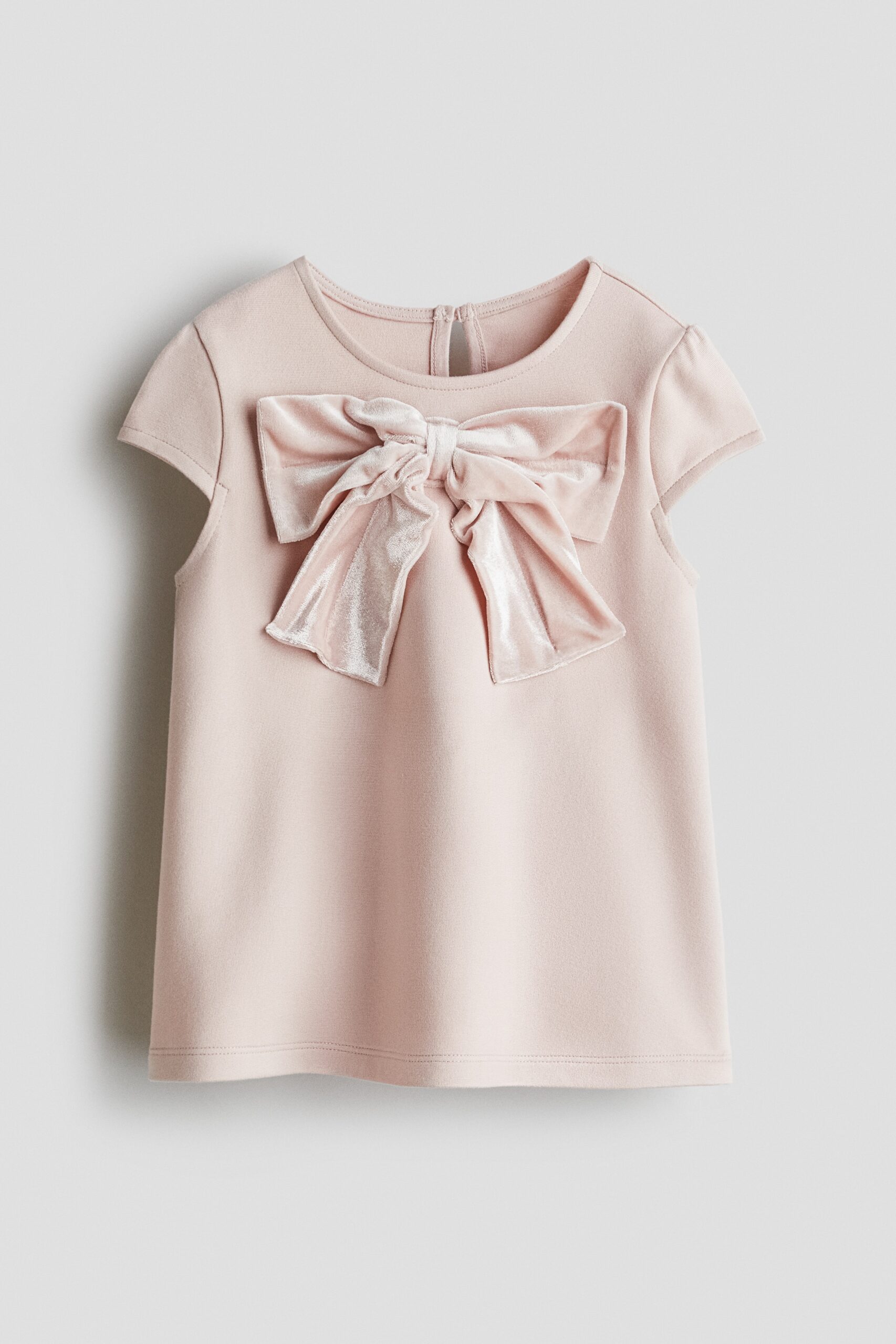 H & M - Tricot jurk met strik - Lichtroze
