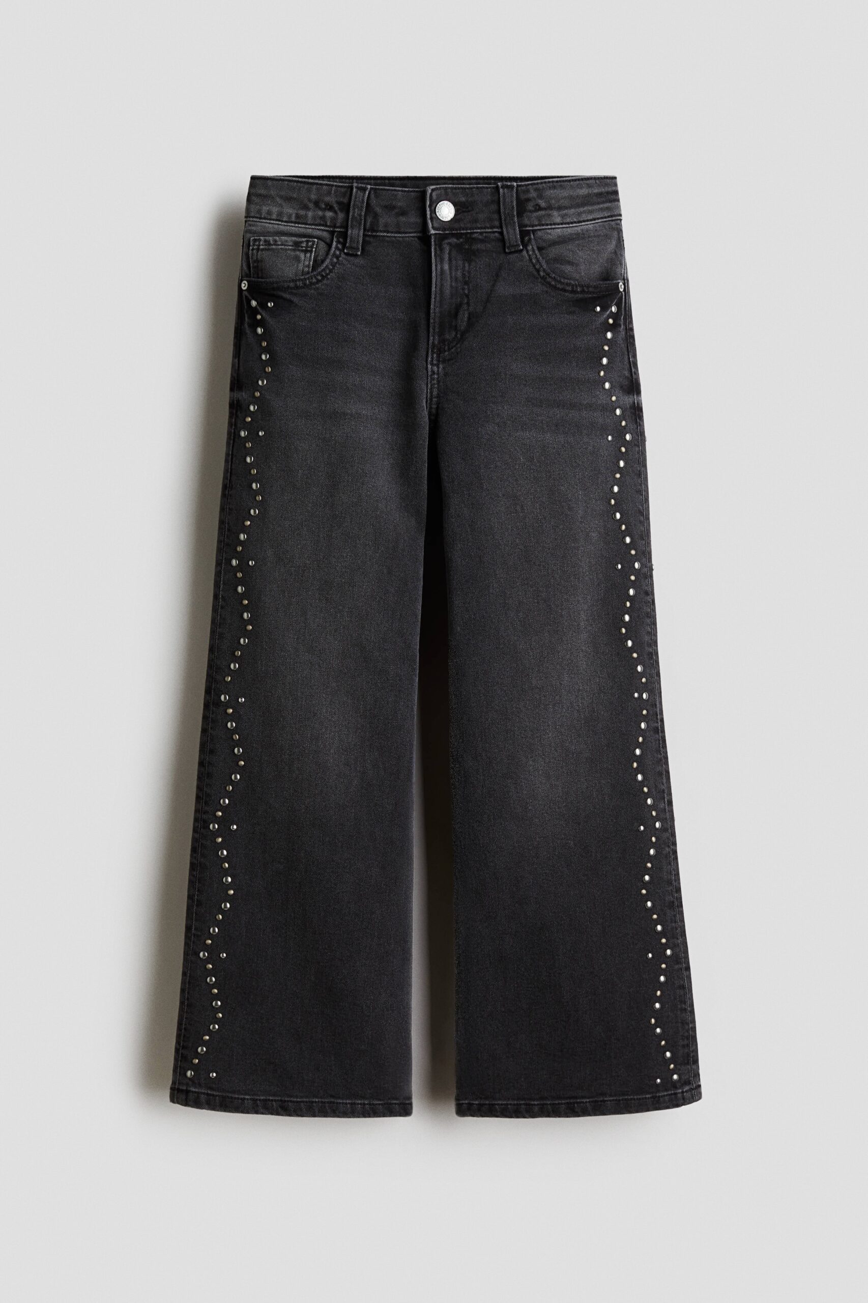 H & M - Baggy Fit Bootcut Leg Jeans - Donker Denimgrijs