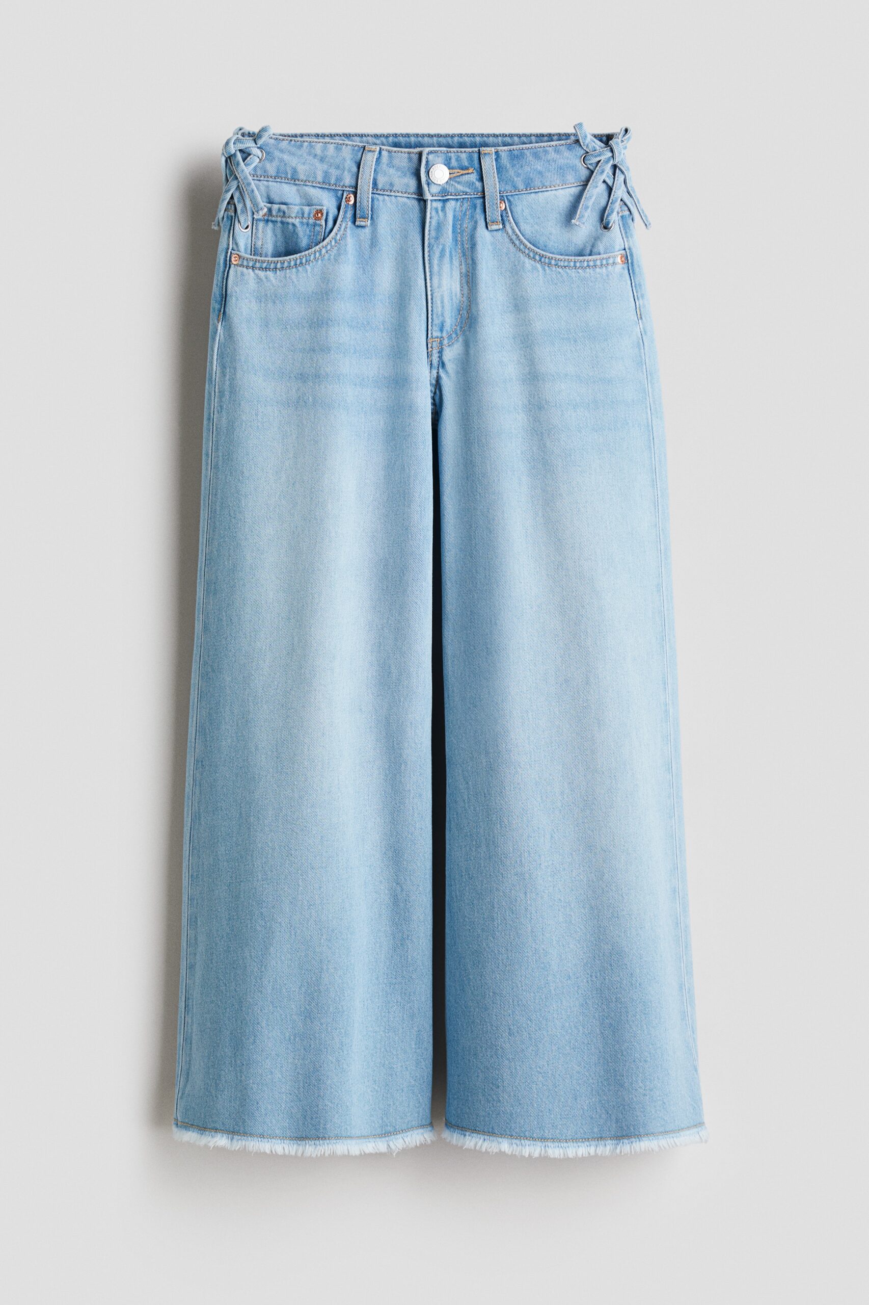 H & M - Wide Leg Jeans - Licht Denimblauw/Strikjes