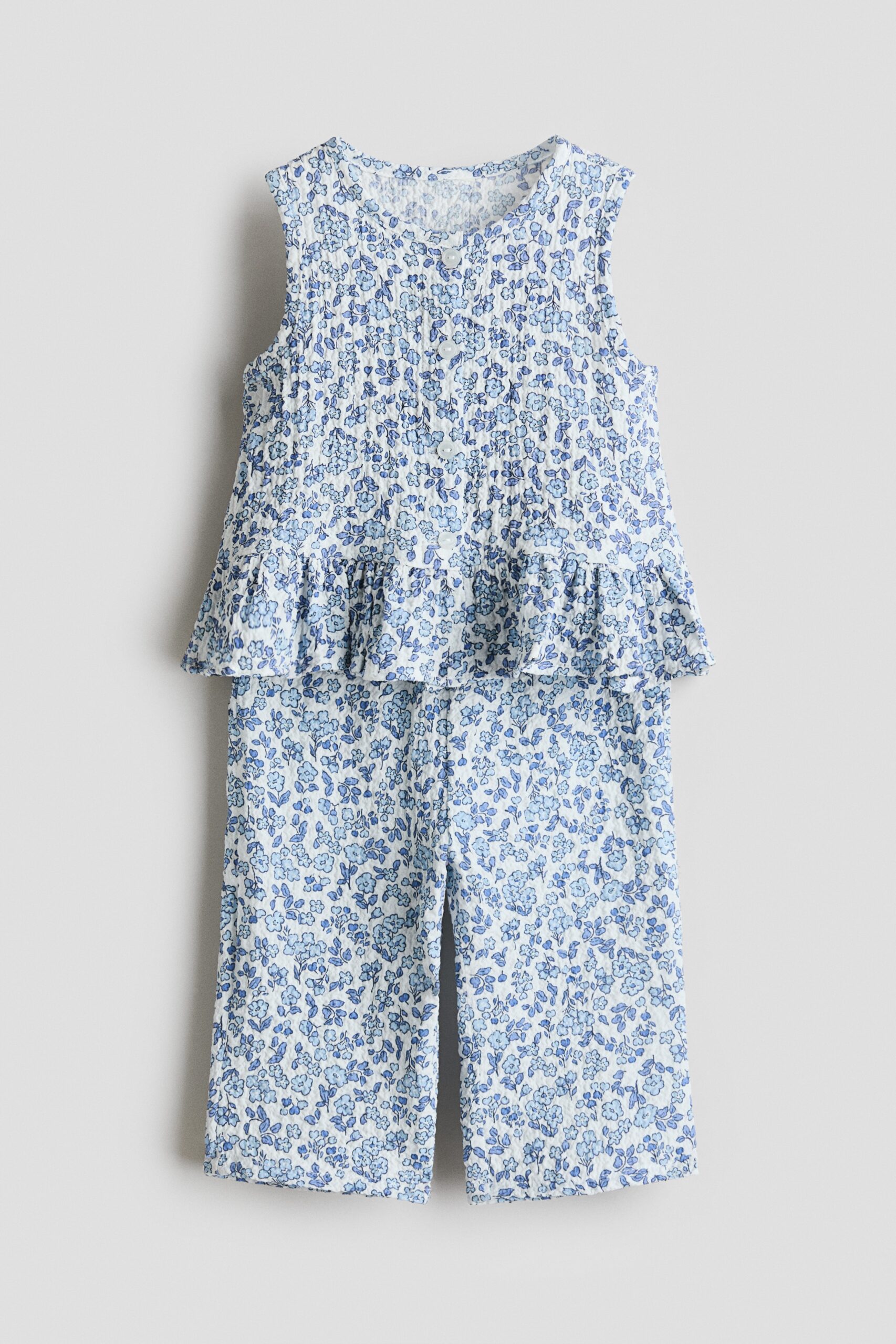 H & M - Tweedelige set van seersucker - Lichtblauw/Bloemen