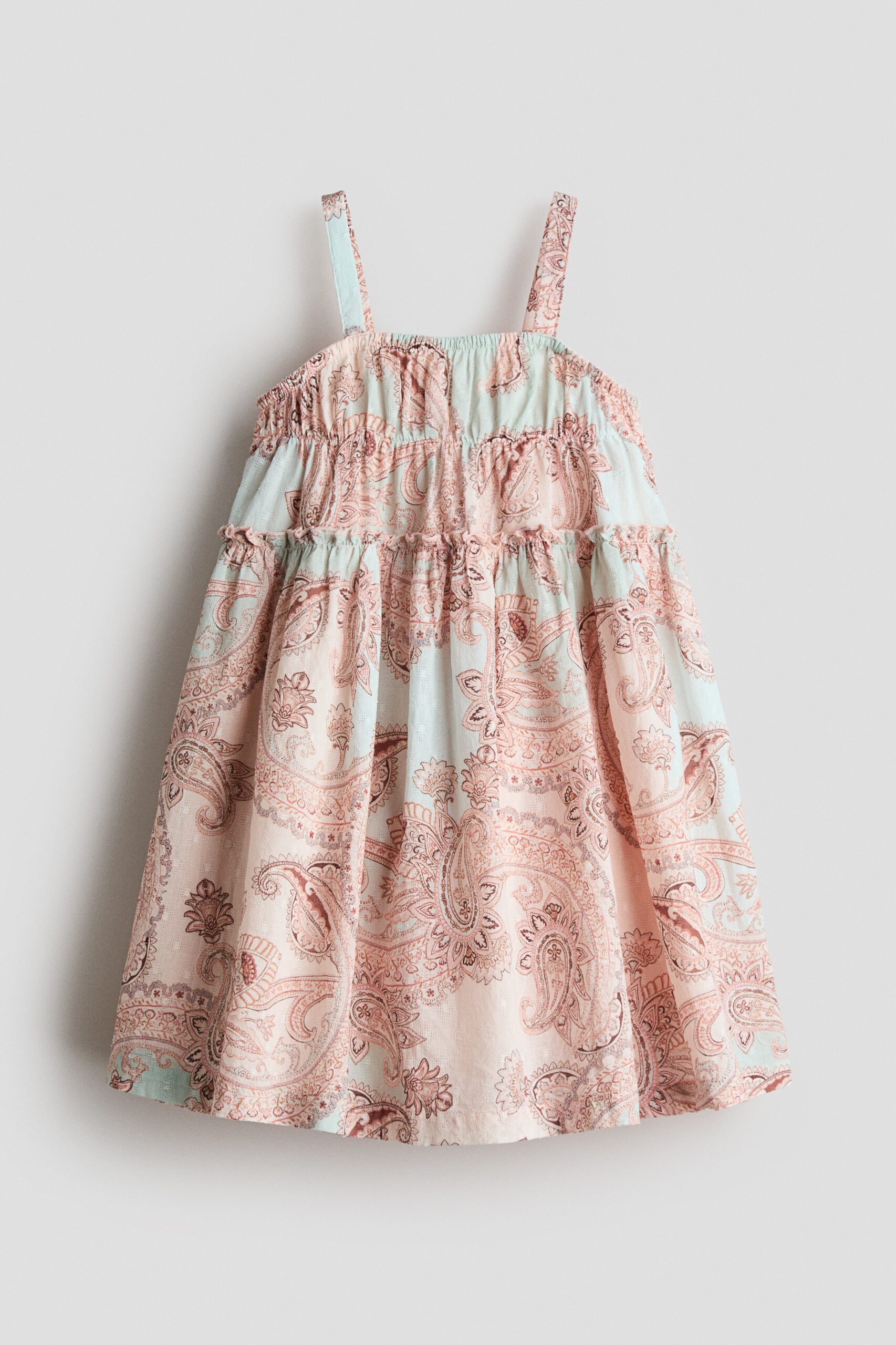H & M - Strappy A-linejurk van katoen - Dusty Roze/Paisleydessin