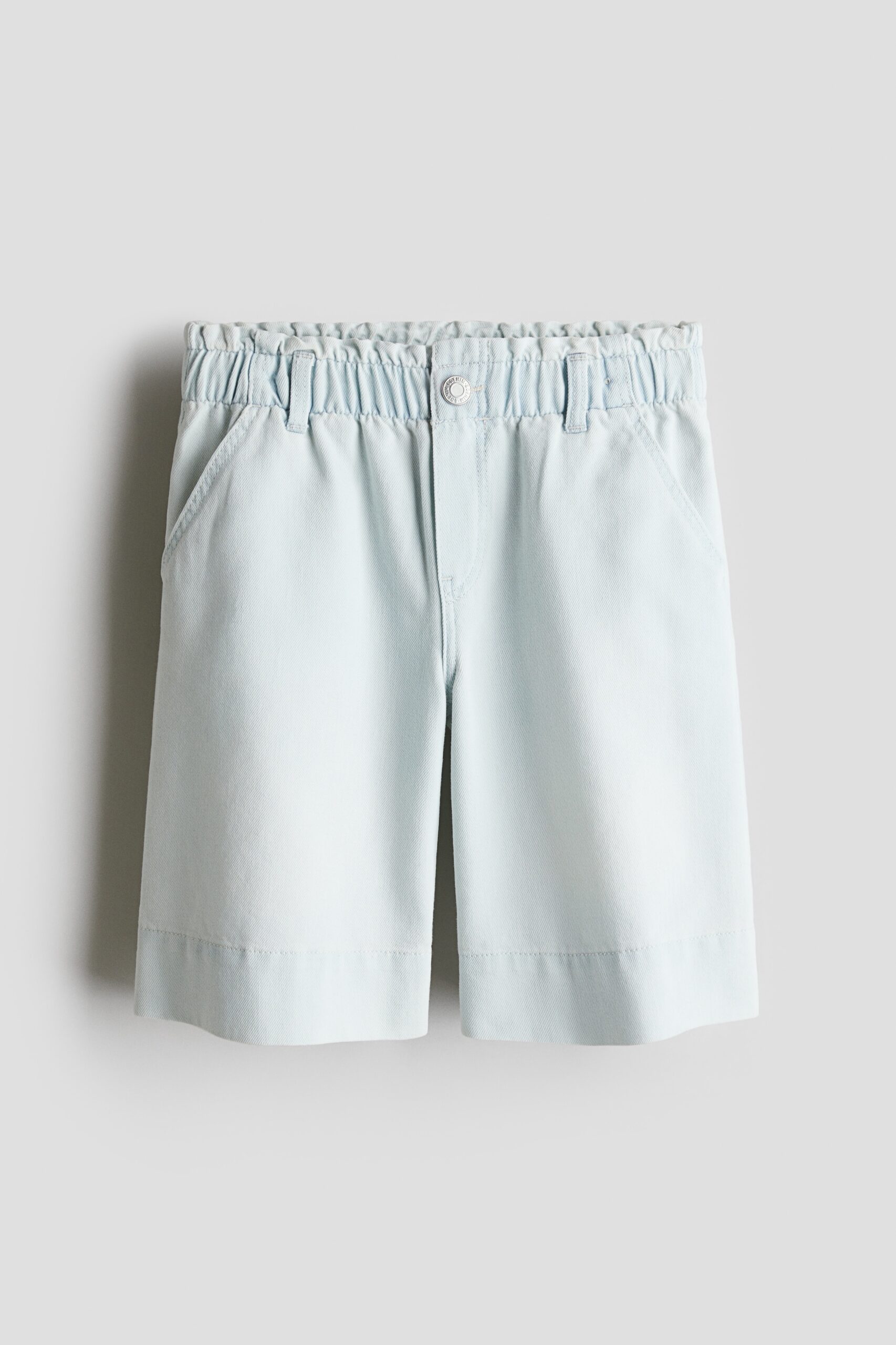 H & M - Denim paperbagshort - Bleek Denimblauw
