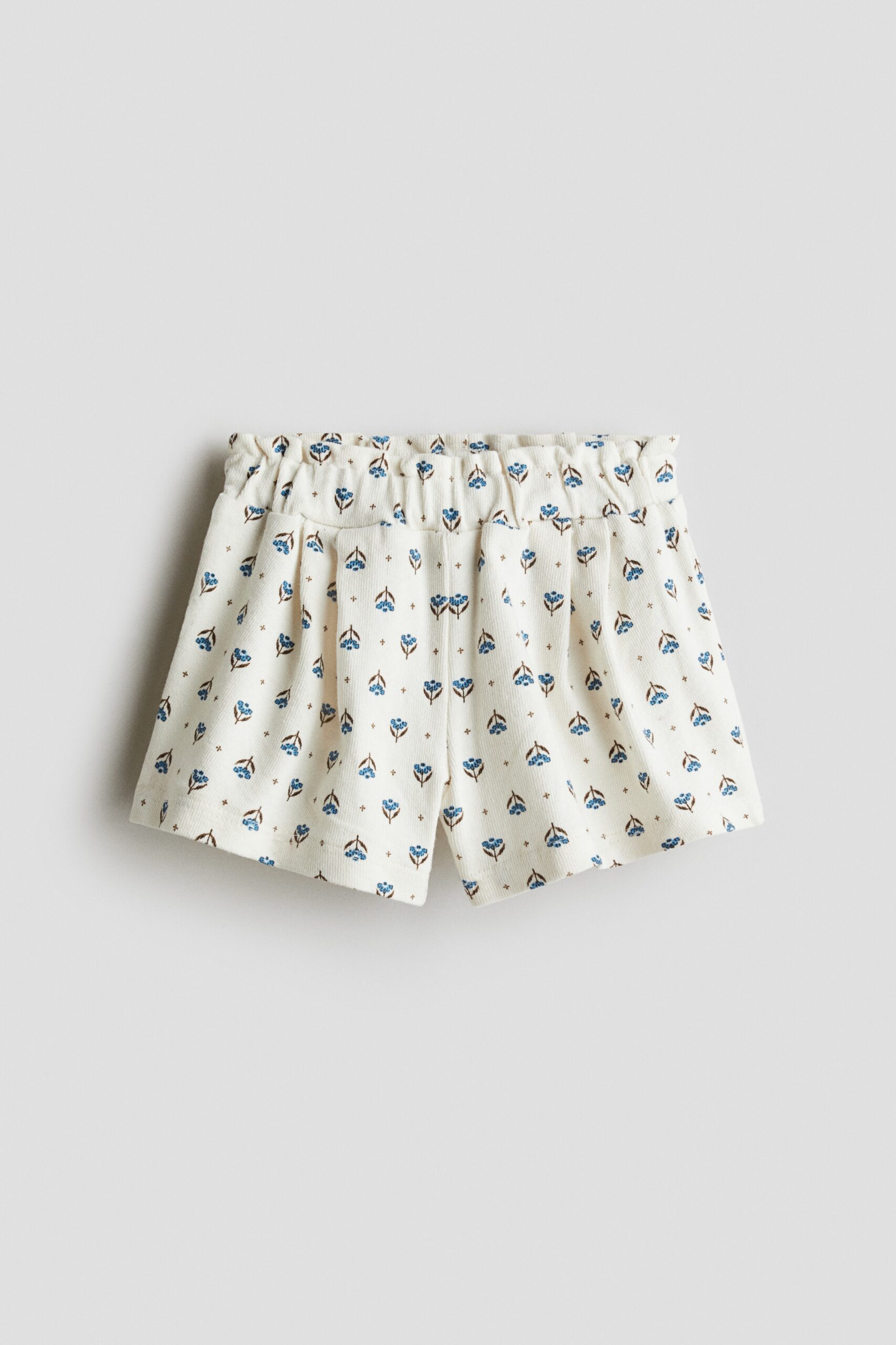H & M - Tricot short met print - Wit/Bloemen