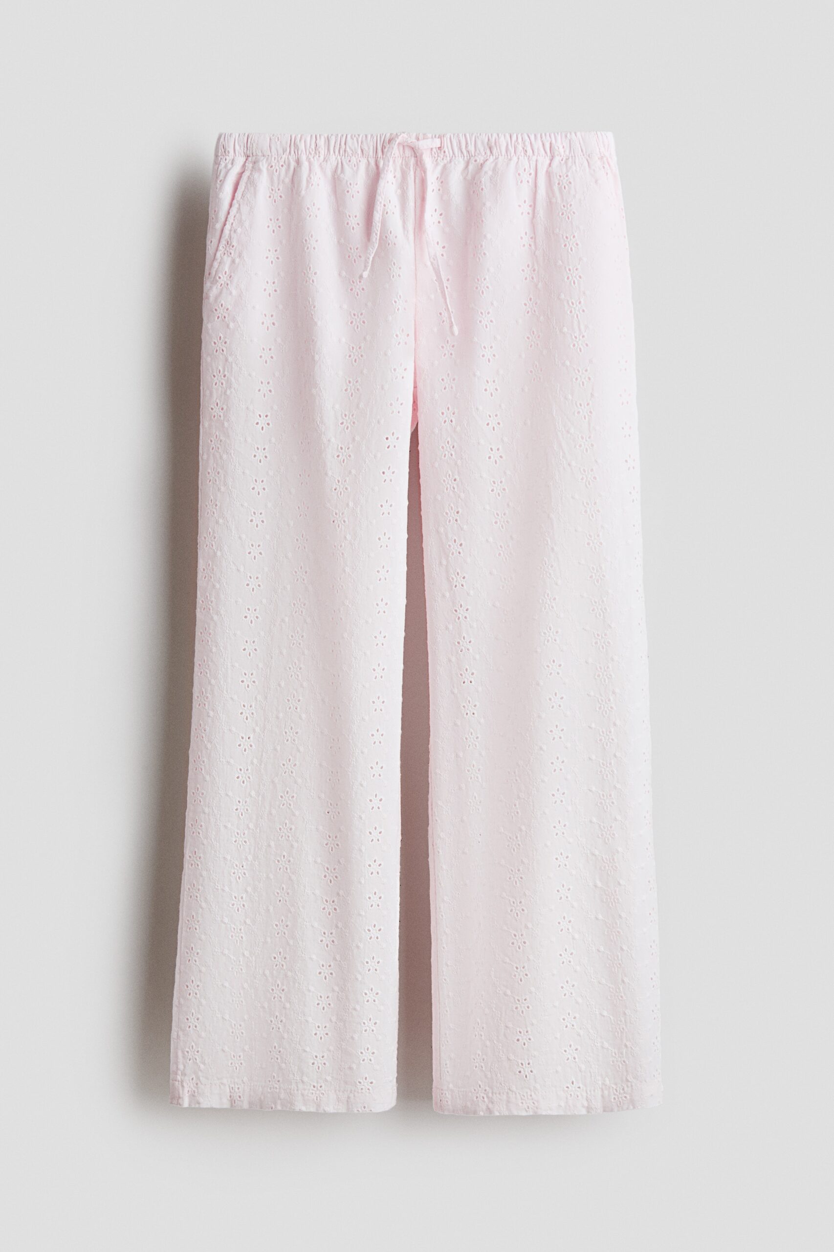 H & M - Broek met broderie anglaise - Lichtroze