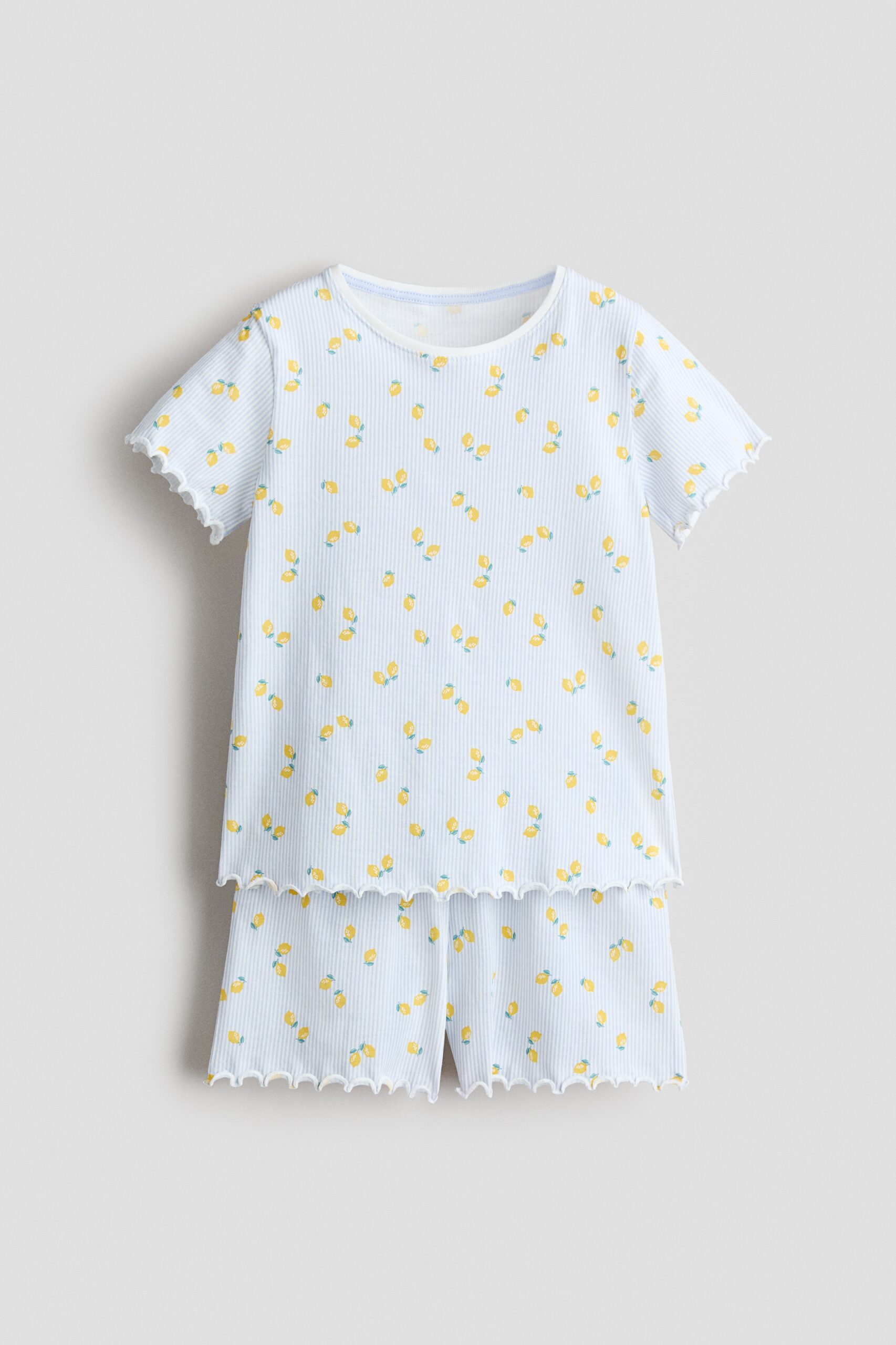 H & M - Katoenen pyjama met print - Lichtblauw/Citroenen