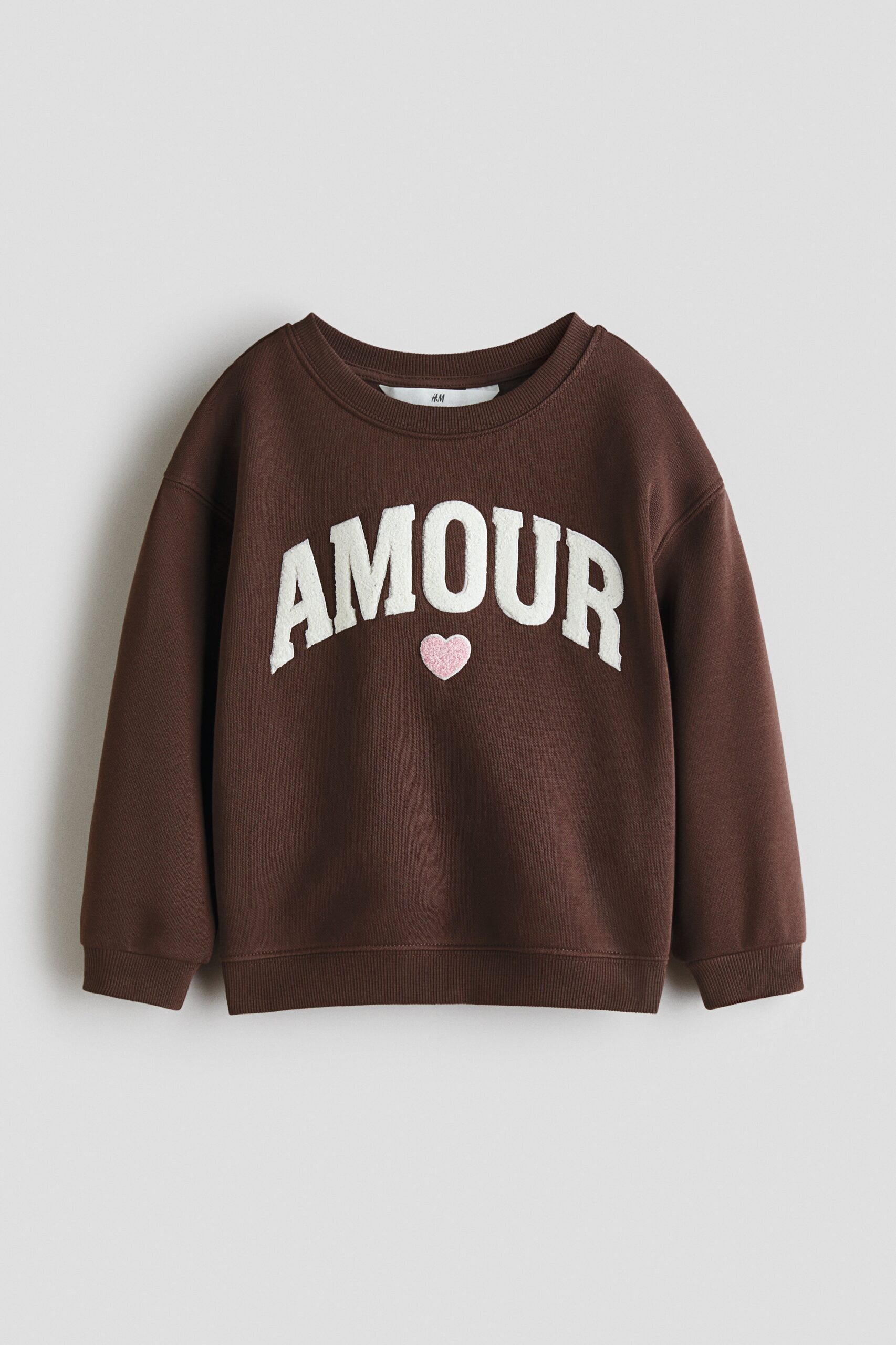 H & M - Sweater met motief en geruwde binnenkant - Donkerbruin/Amour